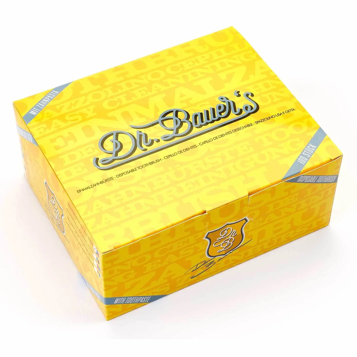 Dr. Bauer's jednorazowe szczoteczki do zębów z pastą, opakowanie 100 sztuk, mix kolorów