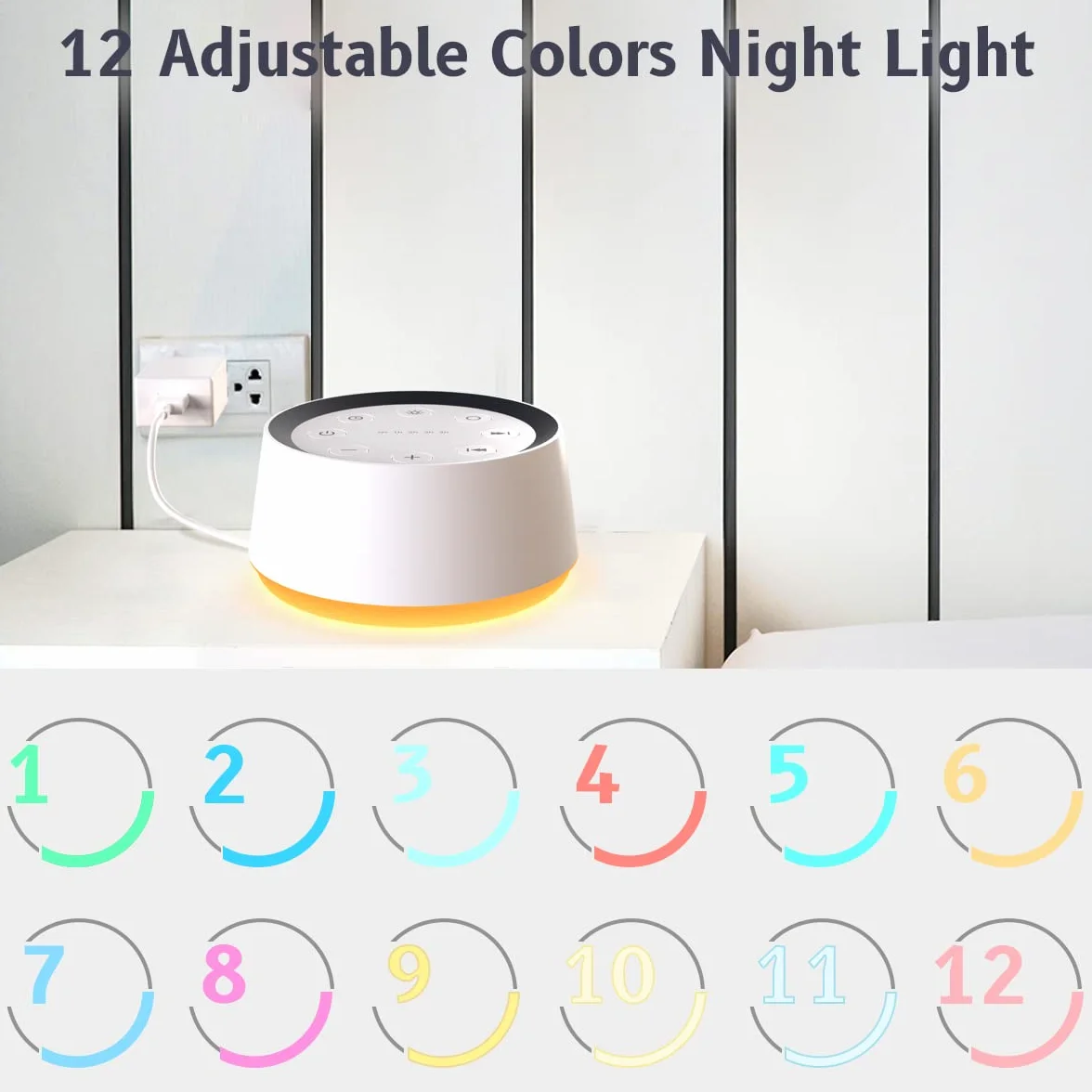 Maszyna dźwiękowa White Noise Machine 30 kojących dźwięków do spania 12 kolorów lampka nocna funkcja pamięci timer