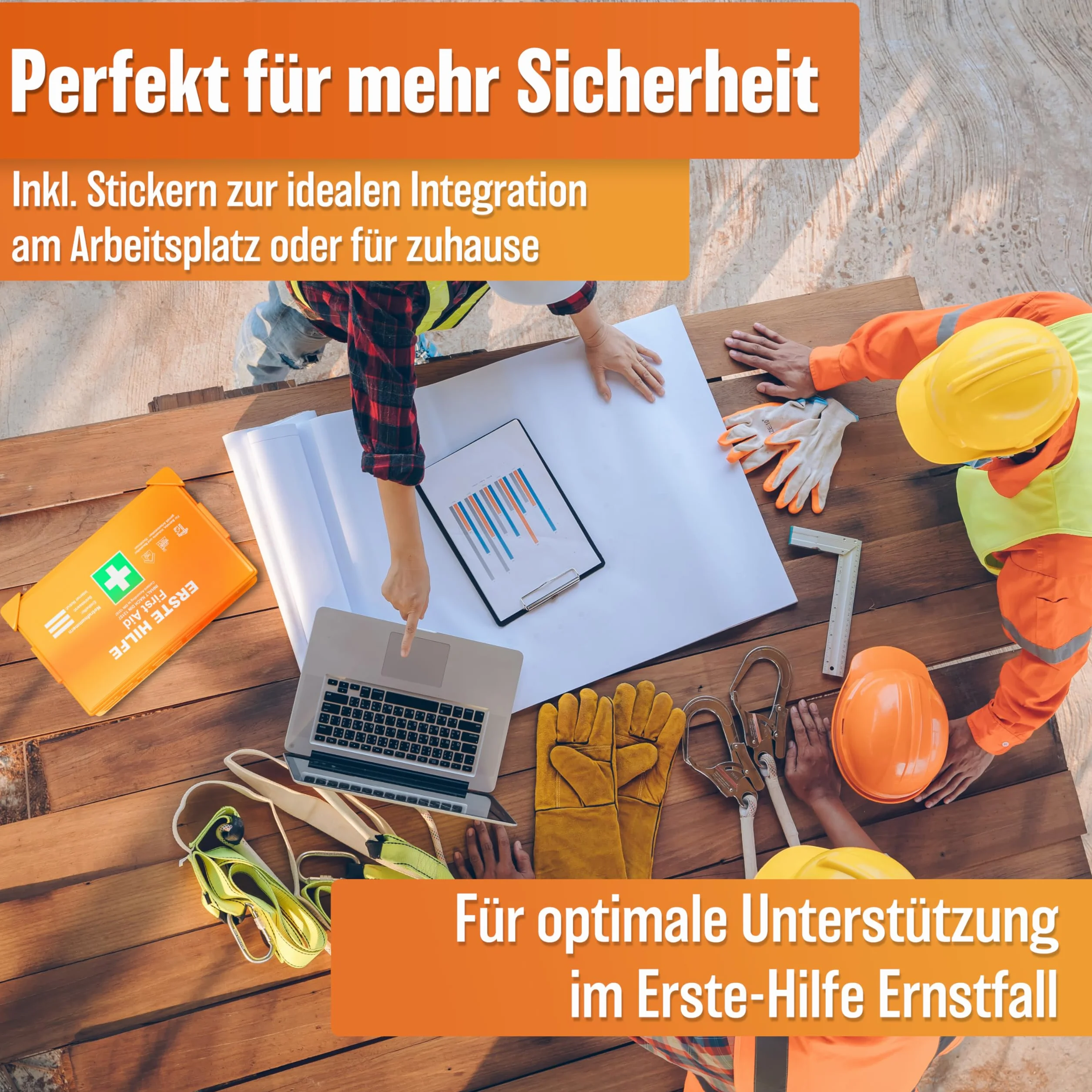 HELDENWERK Apteczka pierwszej pomocy DIN 13157:2021 z uchwytem ściennym i naklejkami