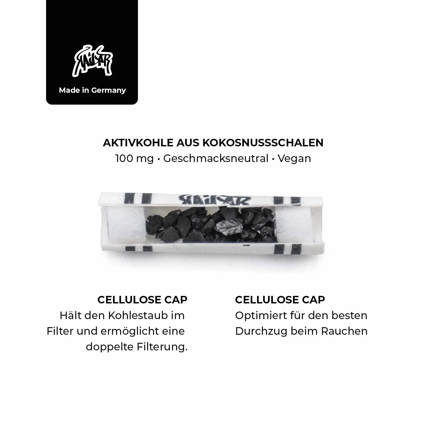 KAiLAR Filtr z węglem aktywnym Slim (5,9 mm) z wegańskim węglem aktywnym z łupiny orzecha kokosowego, zapewnia mniej szkodliwych i łagodnego palenia bez zatykania (odporność na zimno)