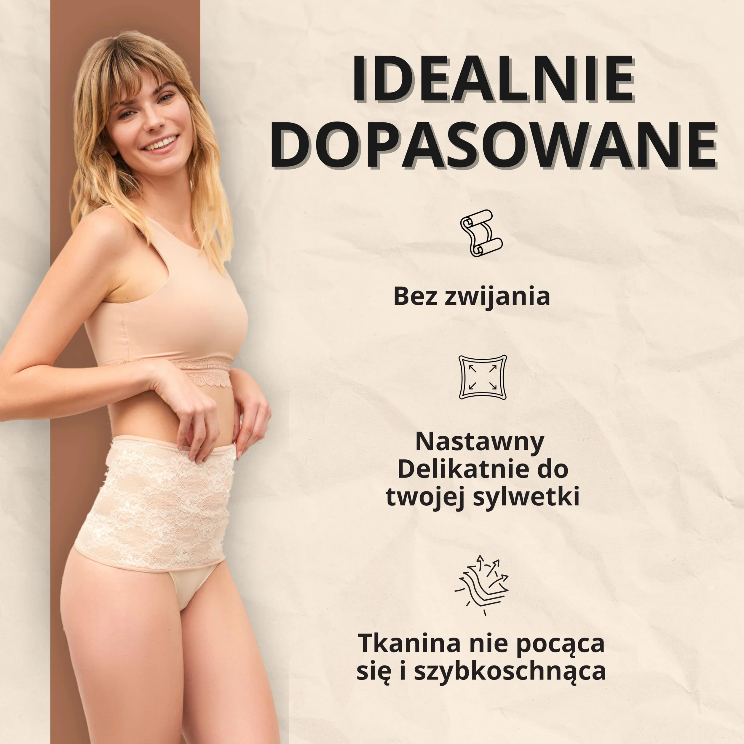 Owijka stomijna Kremowa | SIIL Ostomia | Uchwyt na worek kolostomijny wewnątrz | Pas stomijny | Pokrowiec na worek stomijny