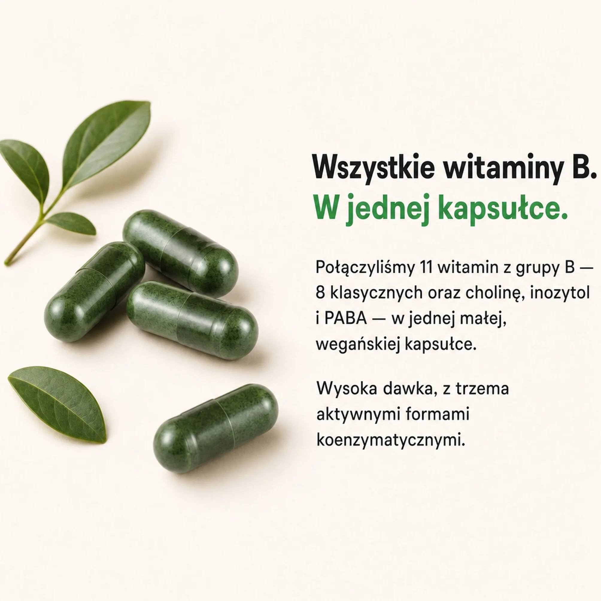 Witamina B Complex Wysoka Dawka – Wszystkie 11 Witamin B + 3 Aktywne Formy (Metylokobalamina, Folian, P-5-P) – Dla Energii, Układu Nerwowego i Psychiki – Wegańska, Bez Dodatków (60 Kaps., 2 Miesiące)