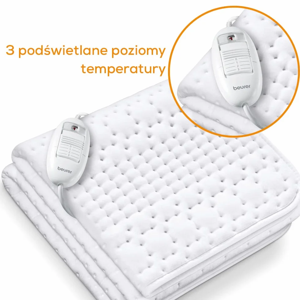Beurer Podkładka grzewcza UB 30, 3 poziomy temperatury, ochrona przed przegrzaniem, miękki bawełniany, można prać w pralce