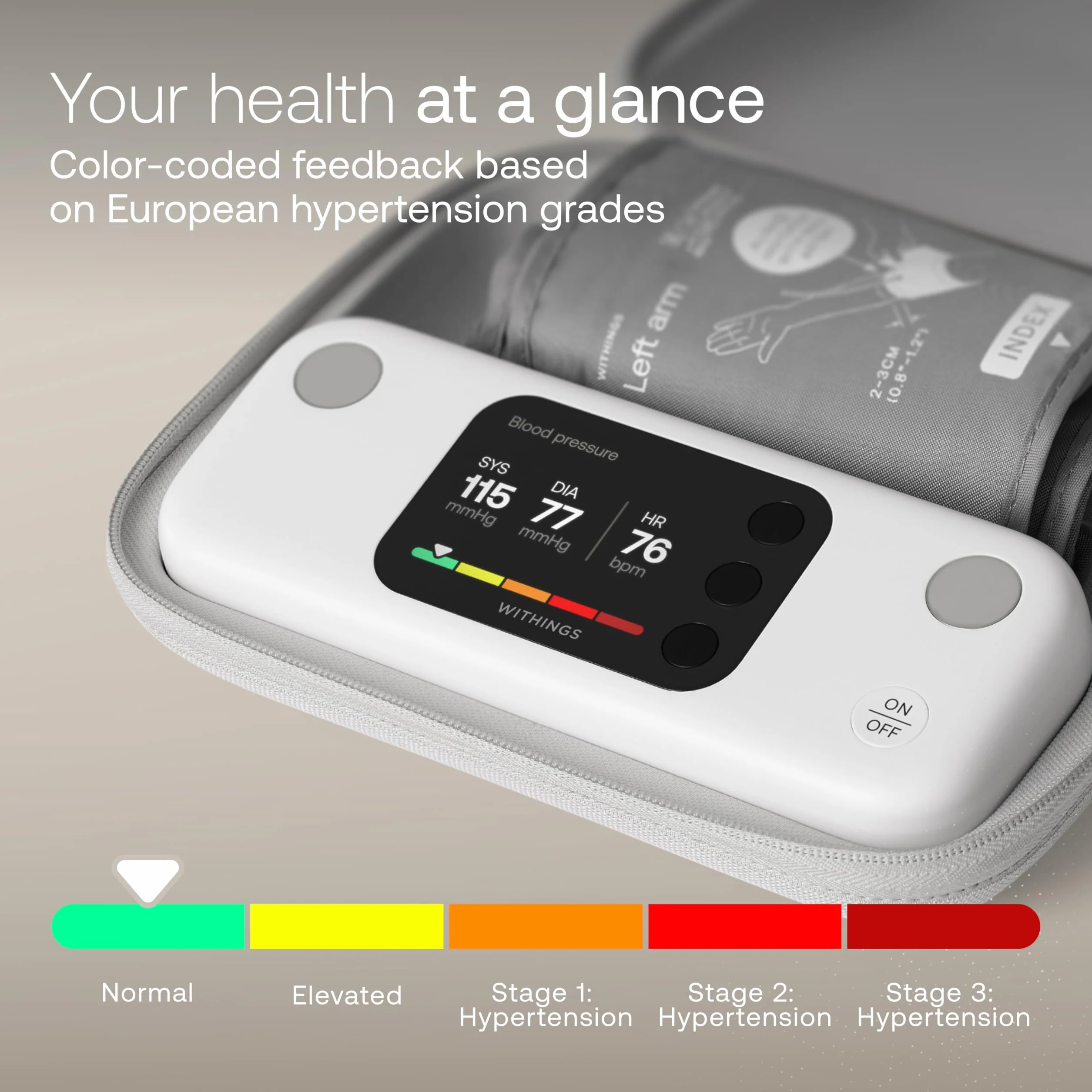 Withings BPM Vision Inteligentny Naramienny Ciśnieniomierz z EKG i Wykrywaniem Migotania Przedsionków iOS Android