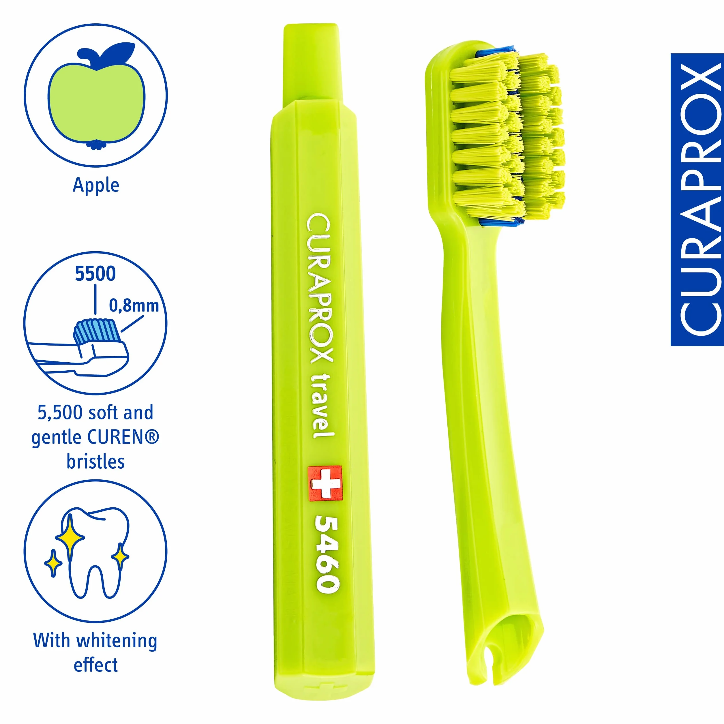 Curaprox Ortho Travel Set-Szelki i pielęgnacja jamy ustnej w podróży/Ultra miękka szczoteczka + wybielająca pasta do zębów/kompaktowy zestaw do higieny ortodontycznej/Made in Switzerland