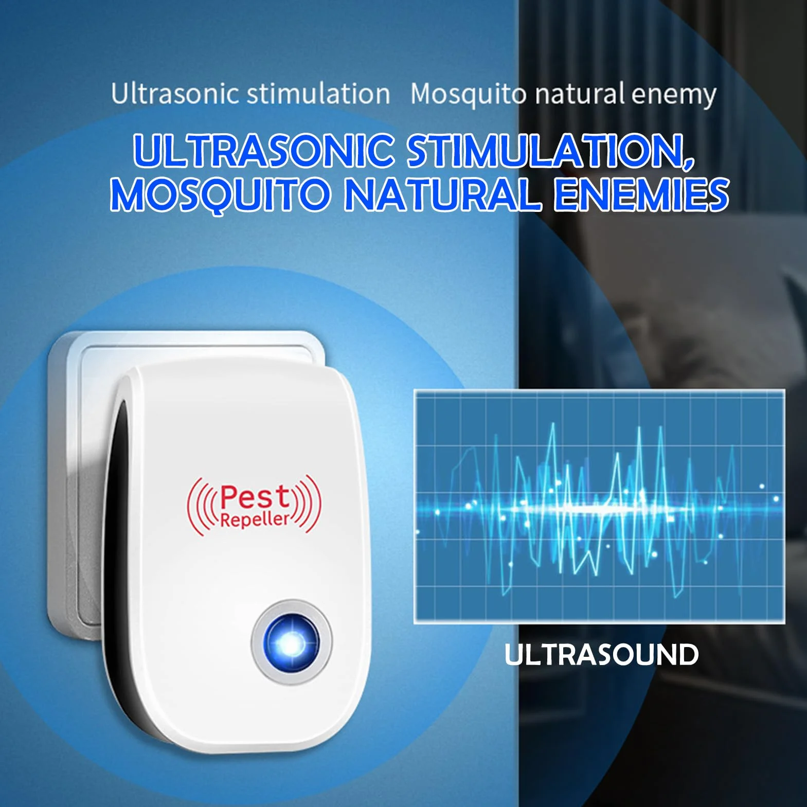 Ultradźwiękowy odstraszacz szkodników, 4 sztuki, ochrona przed komarami, myszami, pająkami, muchami, 4 sztuki