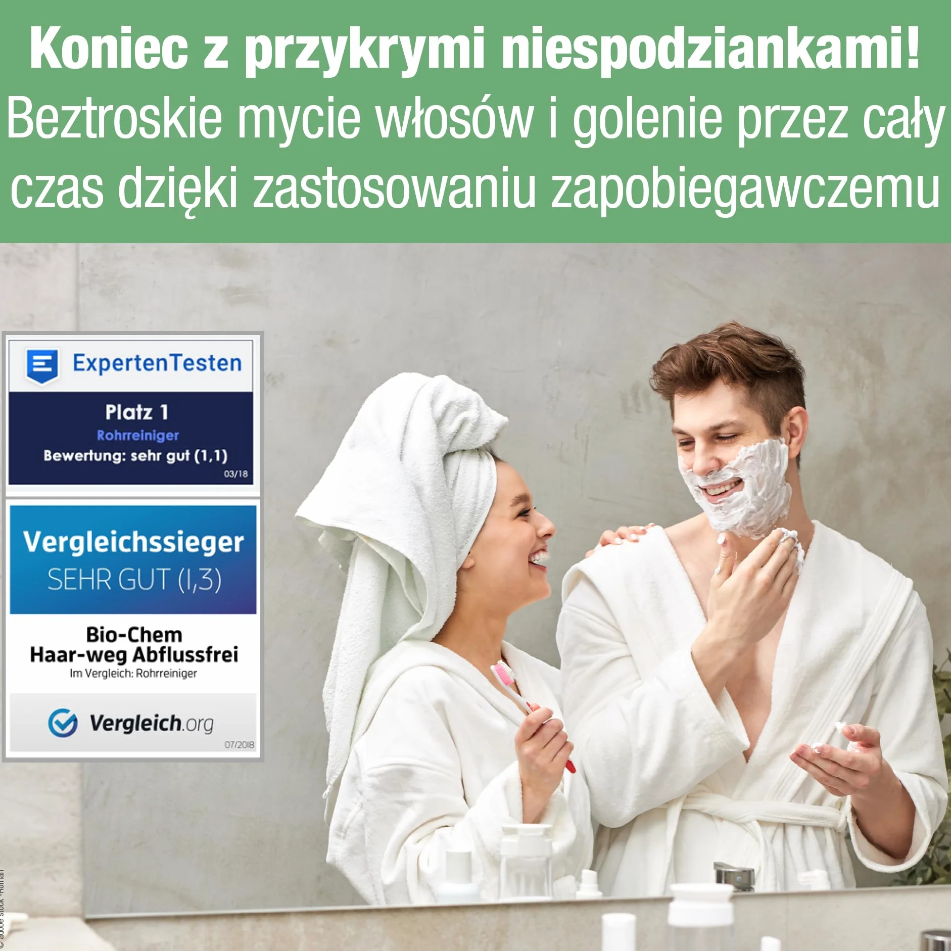 bio-chem - Odblokowanie odpływu 2 x 1L - ekspresowa formuła niezwykle skuteczna w walce z zatorami i włosami - do prysznica, wanny, szamba, umywalki, kuchni, syfonu