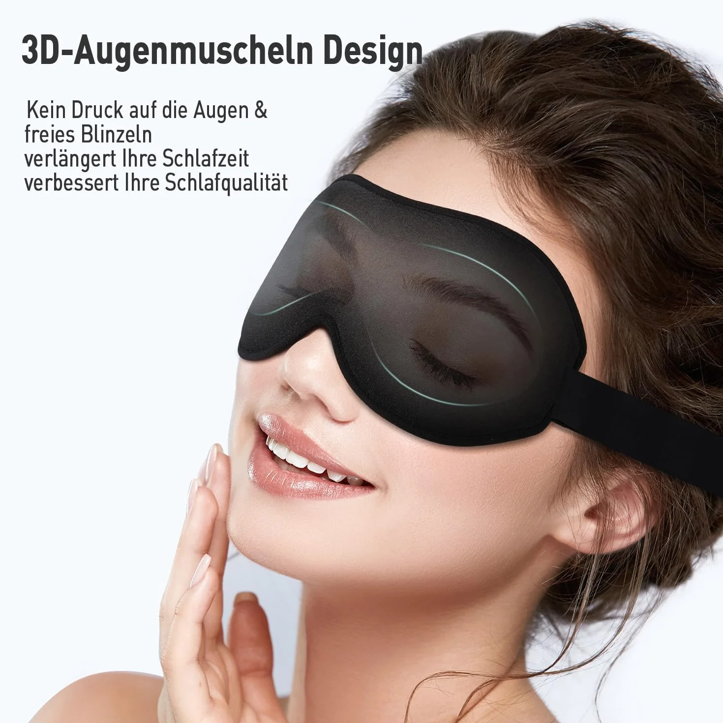 Umisleep Maska do spania dla osób śpiących na boku, 3D zagłębienia wokół oczu i regulowana gumowa tasiemka, blokująca światło i oddychająca, maska na oczy dla mężczyzn i kobiet, nadaje się do podróży