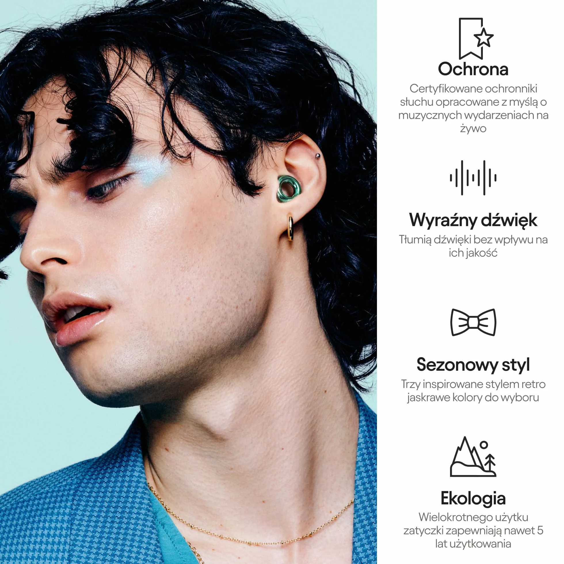 Loop Experience Equinox zatyczki do uszu – wysokiej jakości zatyczki do uszu wielokrotnego użytku, kolorowa ochrona słuchu, do muzyki i wydarzeń, czułość ostrości i hałasu, możliwość dostosowania