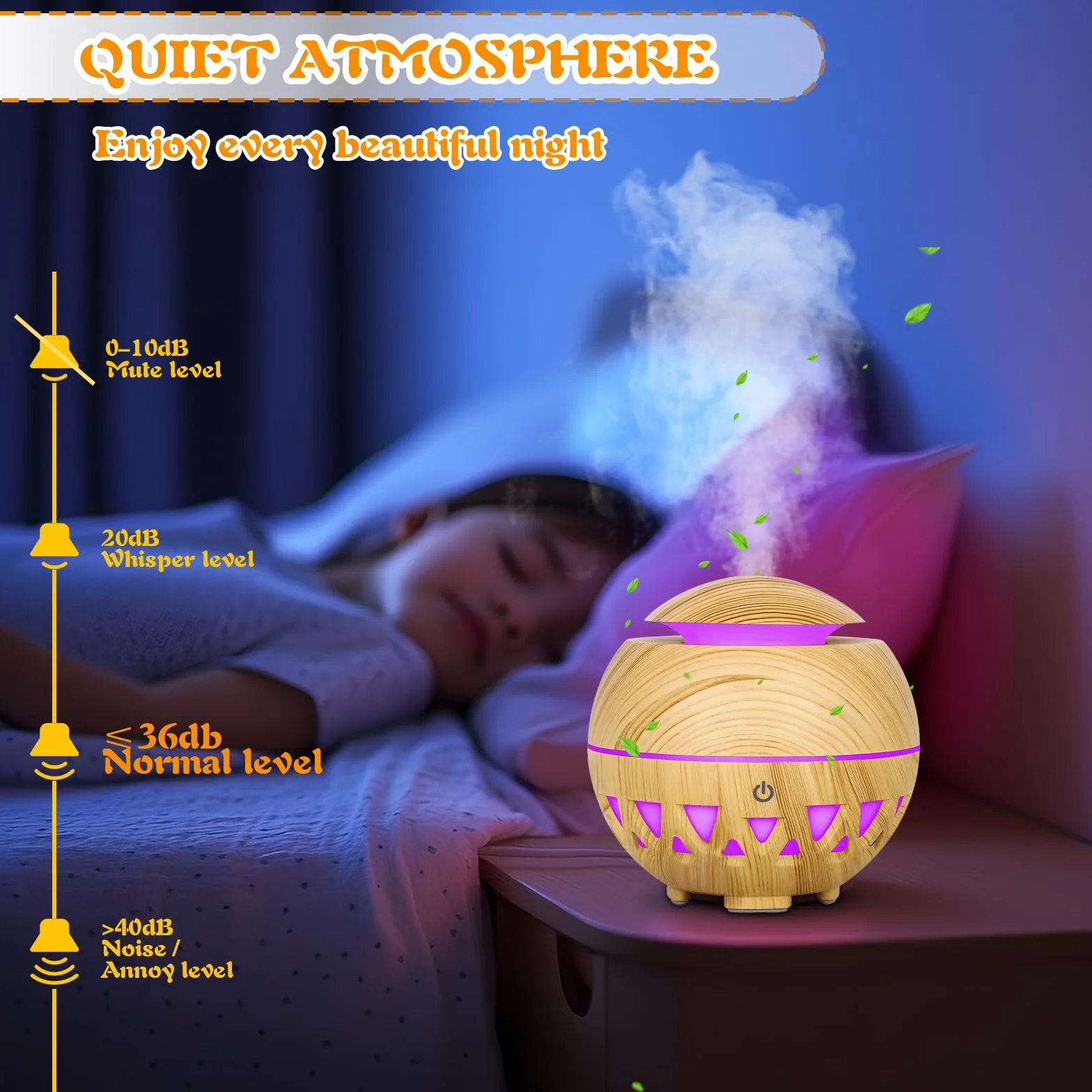 Dyfuzor z olejkami eterycznymi, 160ml, USB, 7 kolorami diod LED, automatyczne wyłączanie w przypadku braku wody, ultradźwiękowy dyfuzor do aromaterapia do domu, biura lub jogi