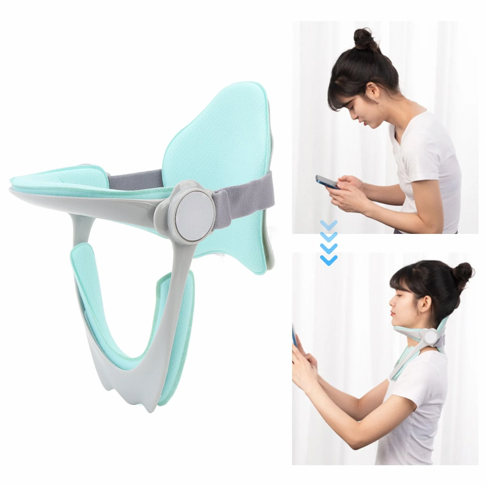 Regulowany stabilizator karku 360° korektor postawy oddychający materiał