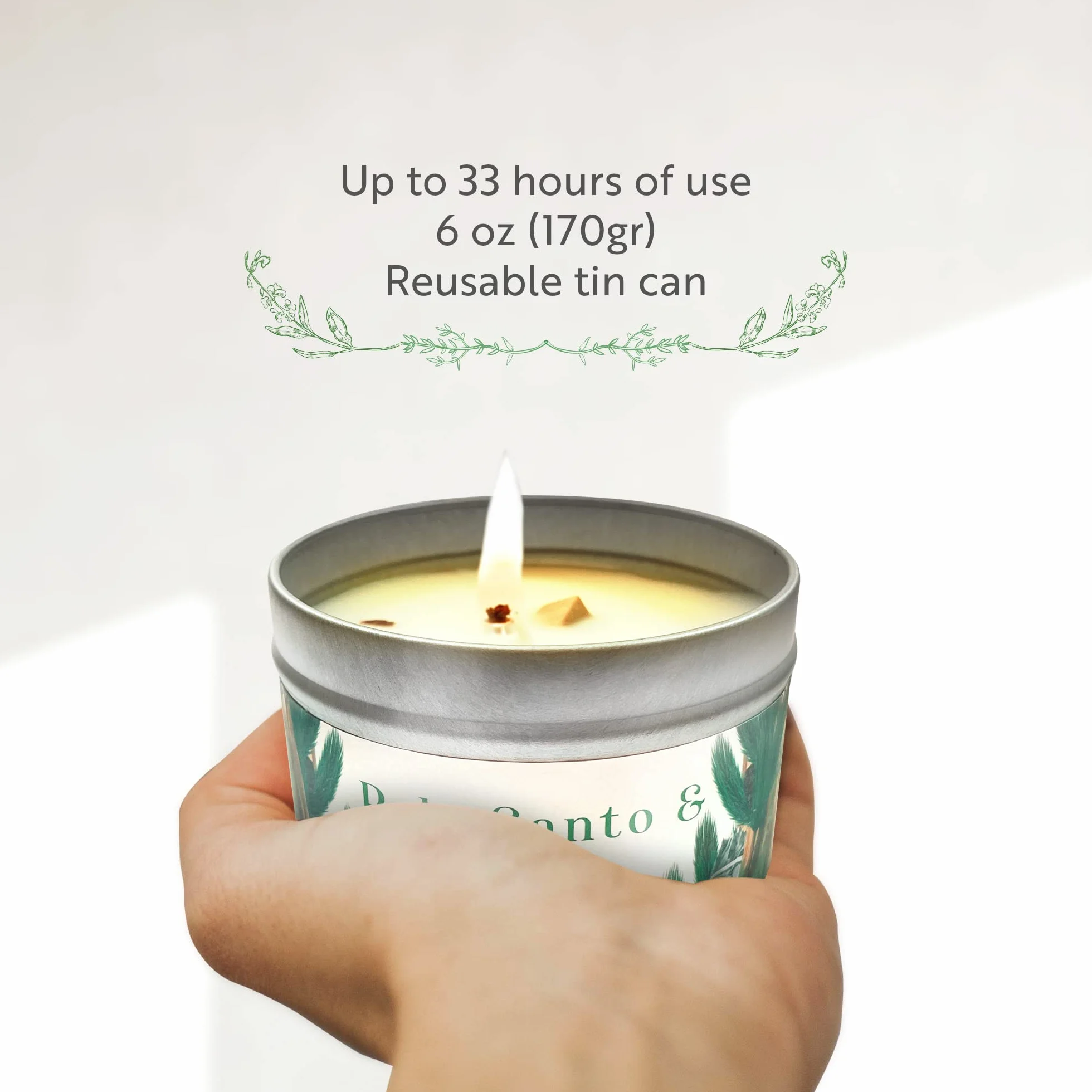 Aromatyczna Świeca o Zapachu Palo Santo i Decru z Wosku Sojowego i Olejków Eterycznych z Palo Santo i Cedru – Świece Zapachowe – Świece Dekoracyjne – Relaks i Medytacja
