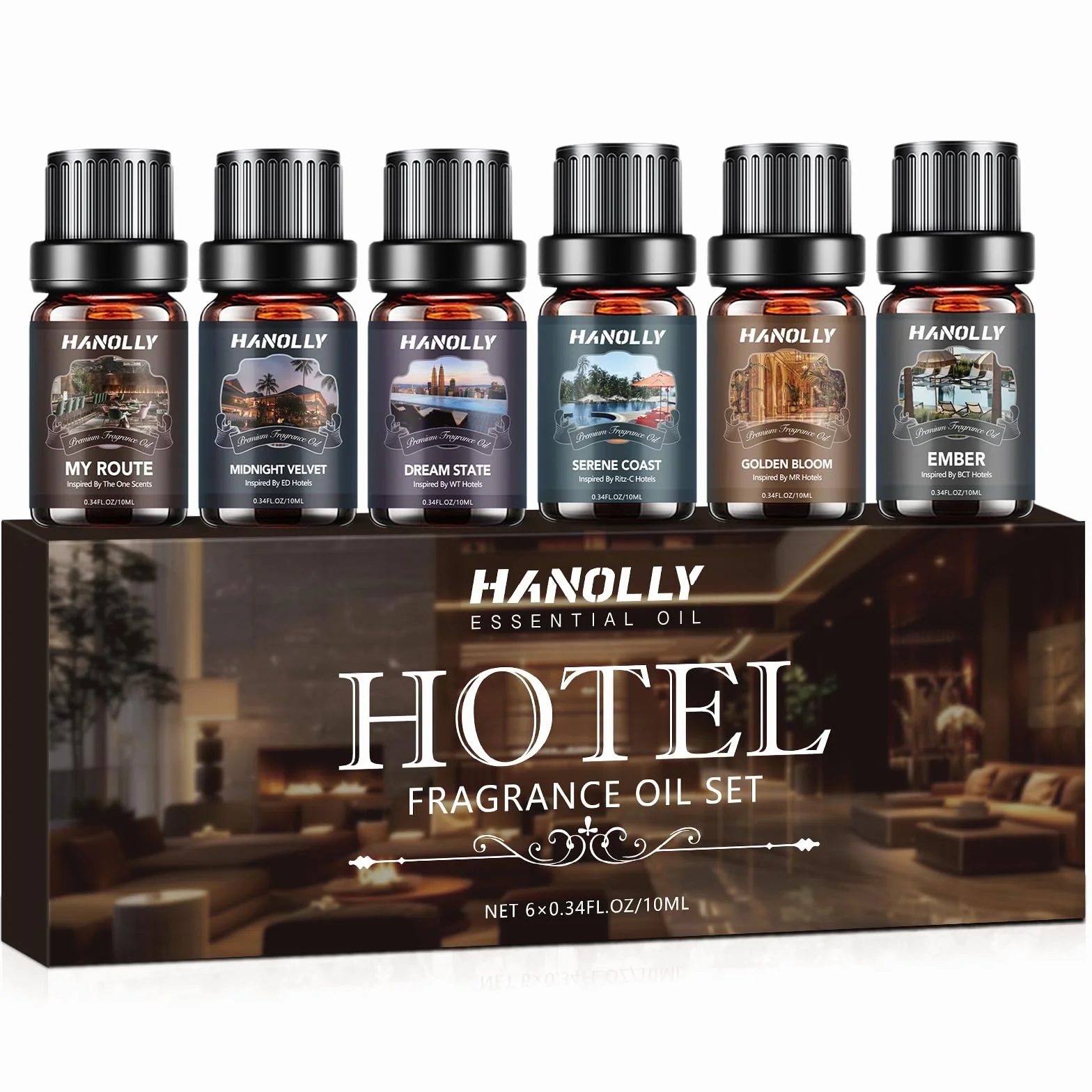 Hanolly Zestaw Olejków Eterycznych 6 x 10ml Do Dyfuzorów Hotel