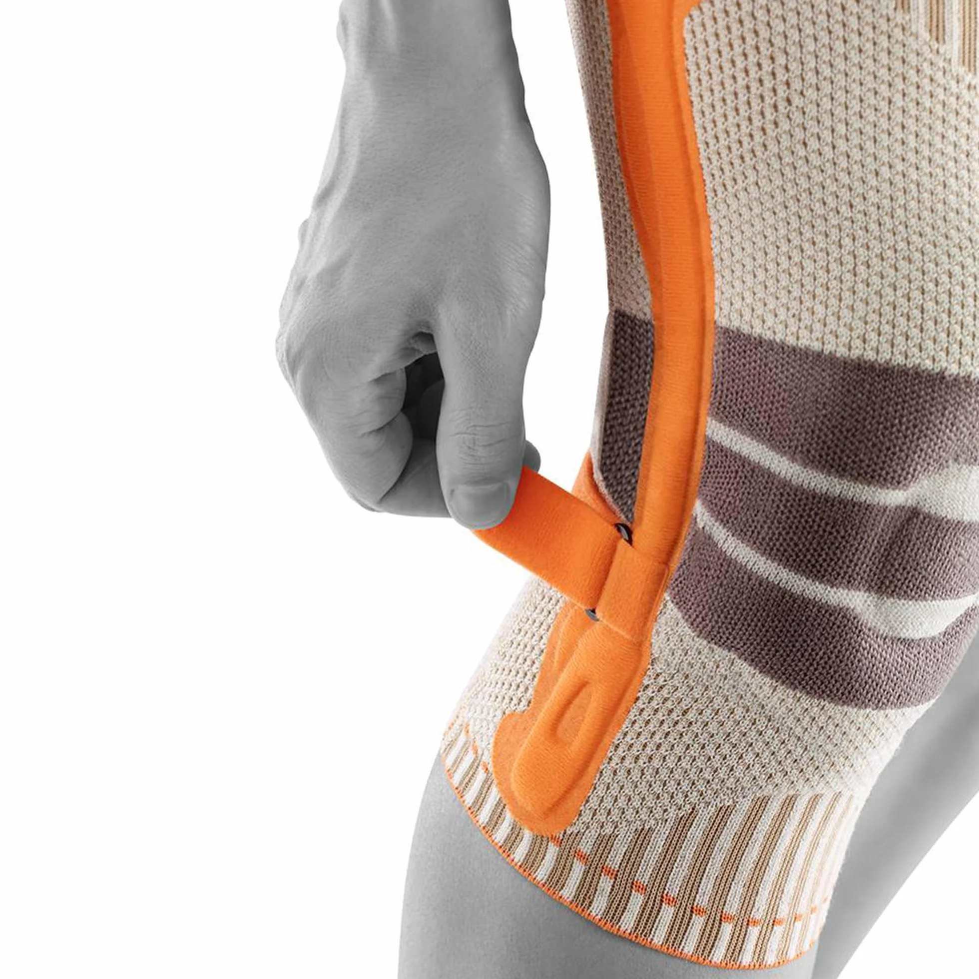 BAUERFEIND Bandaż na kolano do wędrówek "Outdoor Knee Support", 1 bandaż trekkingowy, uniseks, do noszenia z prawej i lewej strony, indywidualnie regulowany pasek, wełna z merynosów
