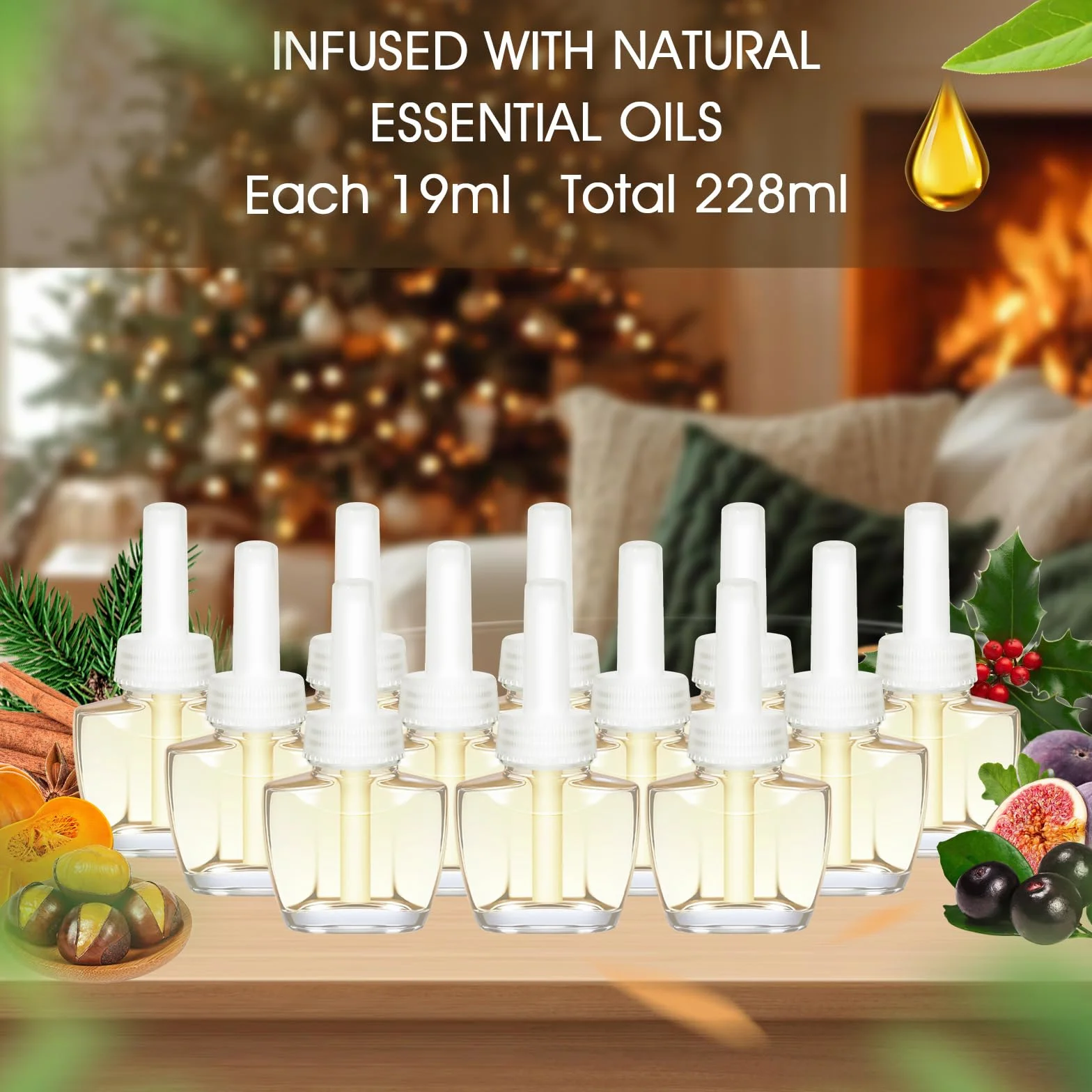 SCENTORINI Napełniacz flakonu olejku zapachowego, kompatybilny z wtyczkami zapachowymi Air Wick i Glade, 12 x 19 ml, marzycielski marshmallow, sycylijska cytryna, złote jabłko, ciasto waniliowe