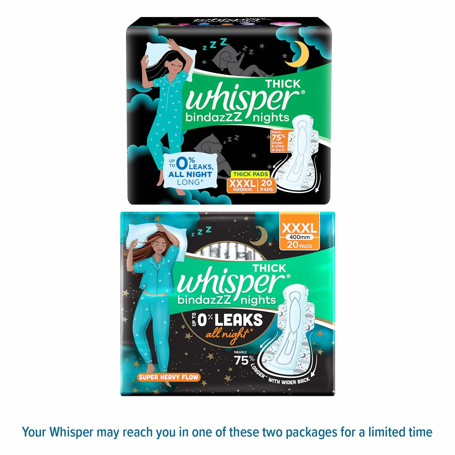 Whisper Podpaski higieniczne Ultra Night dla kobiet, XXXL 20 serwetek
