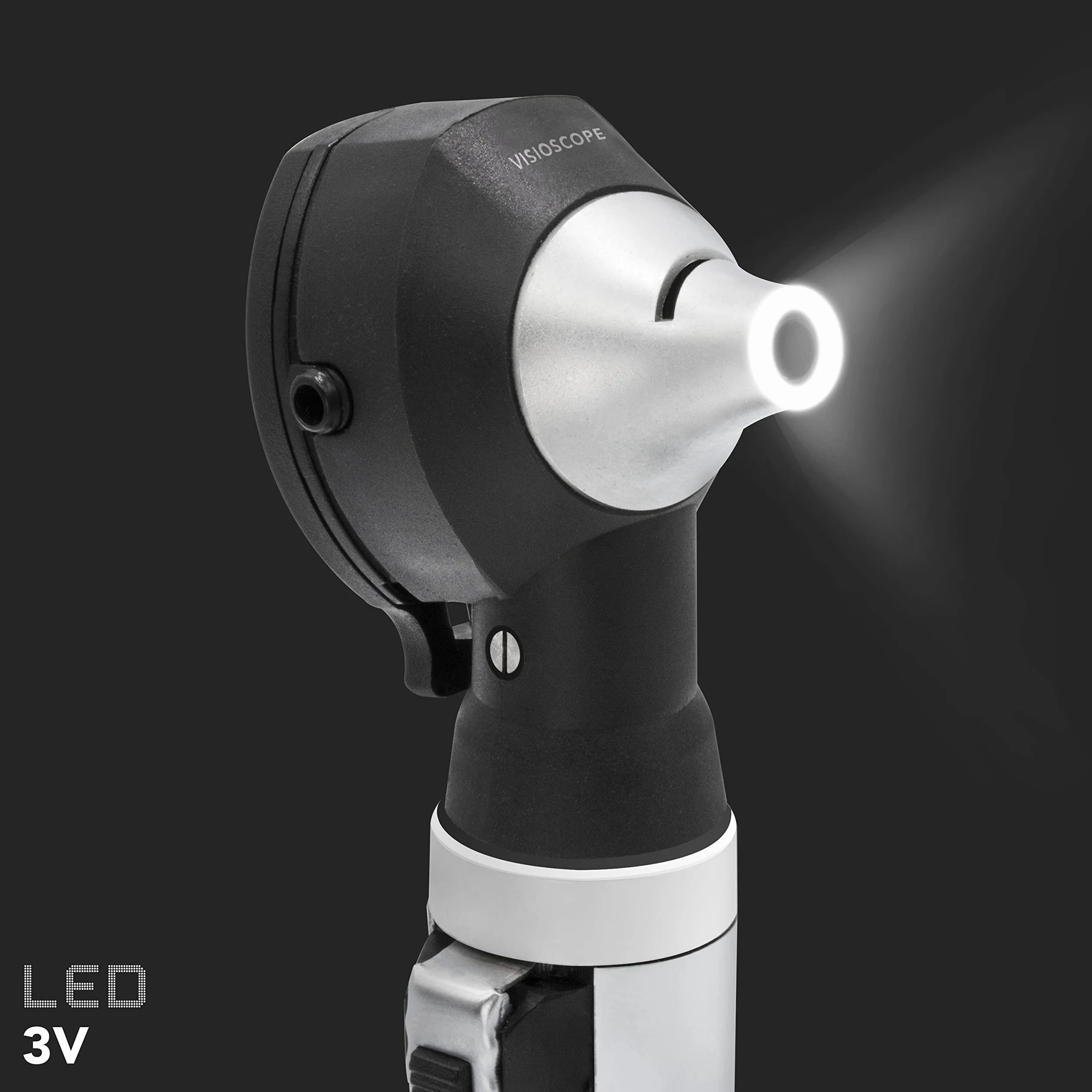AIESI® Otoskop medyczny profesjonalny kieszonkowy z włóknami optycznymi, z 3V białym oświetleniem LED VISIOSCOPE, Żarówka zapasowa, Gwarancja 24 miesiące