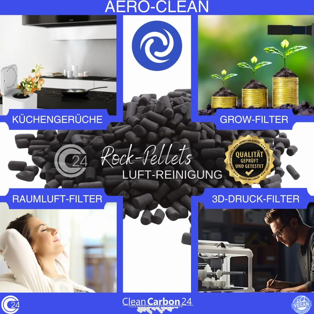 Rock-Pellets Granulki z węglem aktywnym Ø 4 mm CC24 AERO-CLEAN do oczyszczania powietrza 5 litrów