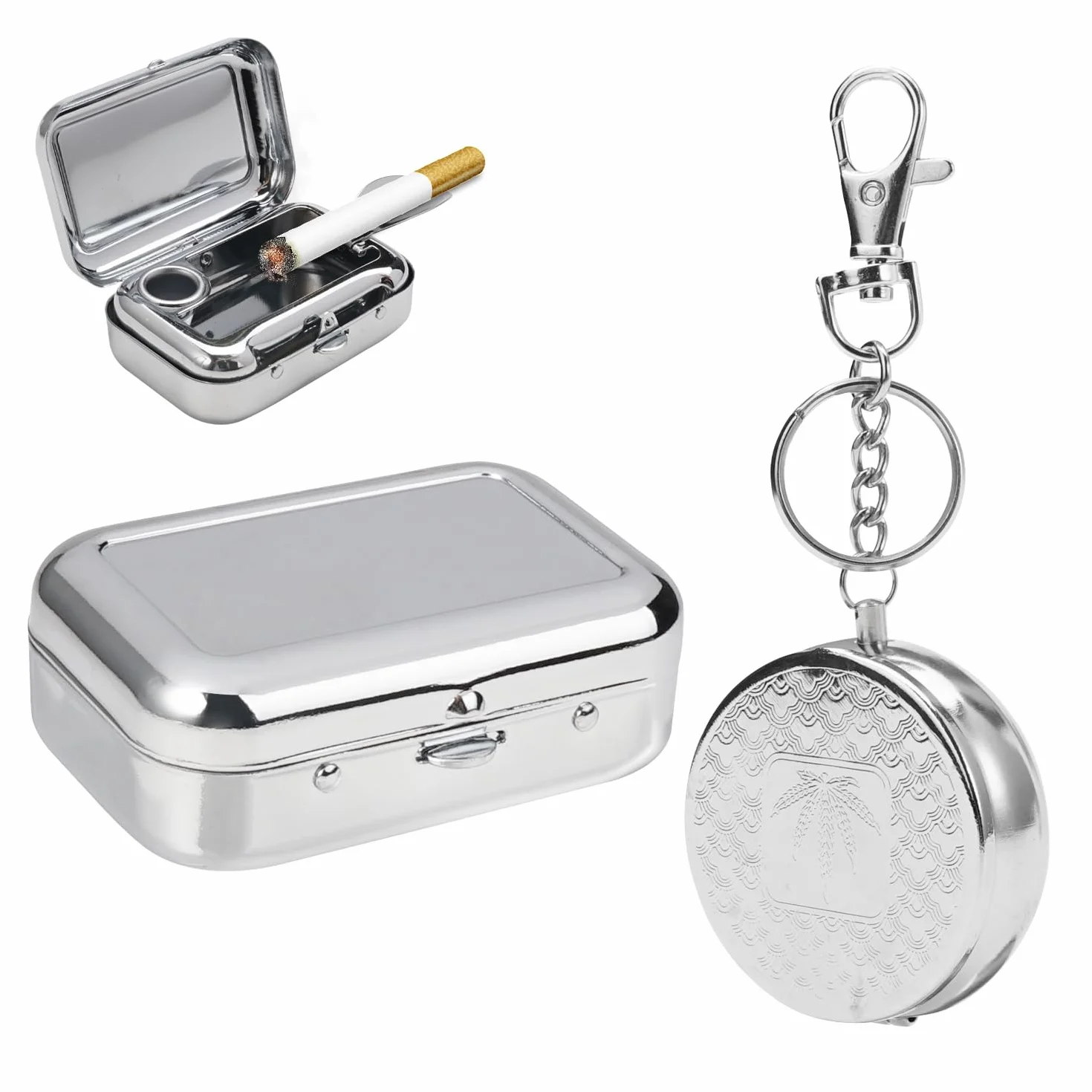 2 sztuki mini mobilnych popielniczek do użytku na zewnątrz, metalowa popielniczka podróżna, bezzapachowa, przenośna popielniczka na podróż, kemping, do palenia wewnątrz lub na zewnątrz
