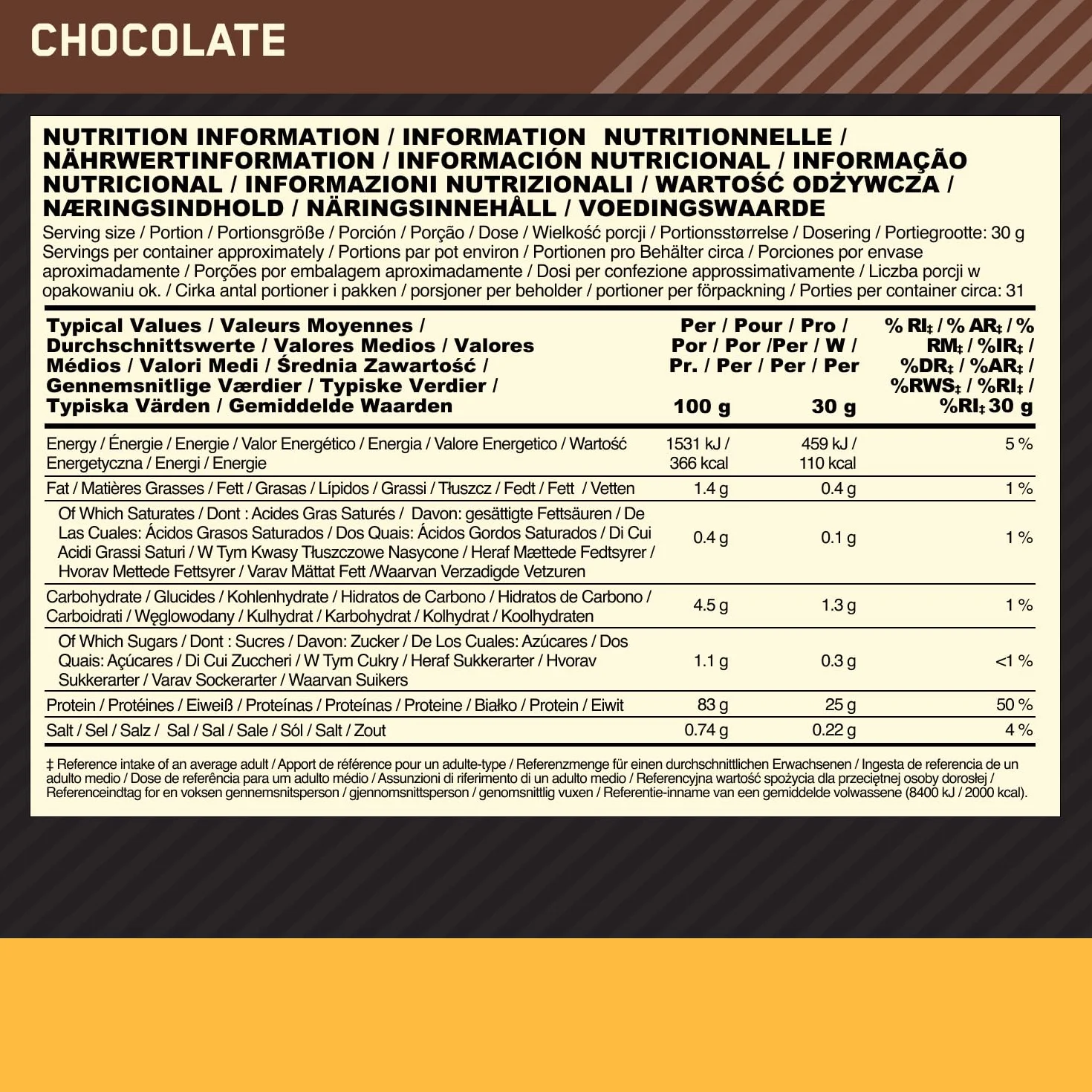 Optimum Nutrition ON Gold Standard 100% Isolate, 100 % Izolat Białka Serwatkowego, BCAA i Glutamina, Przed i po treningu, Smak Czekolada, 31 Porcji, 930 g