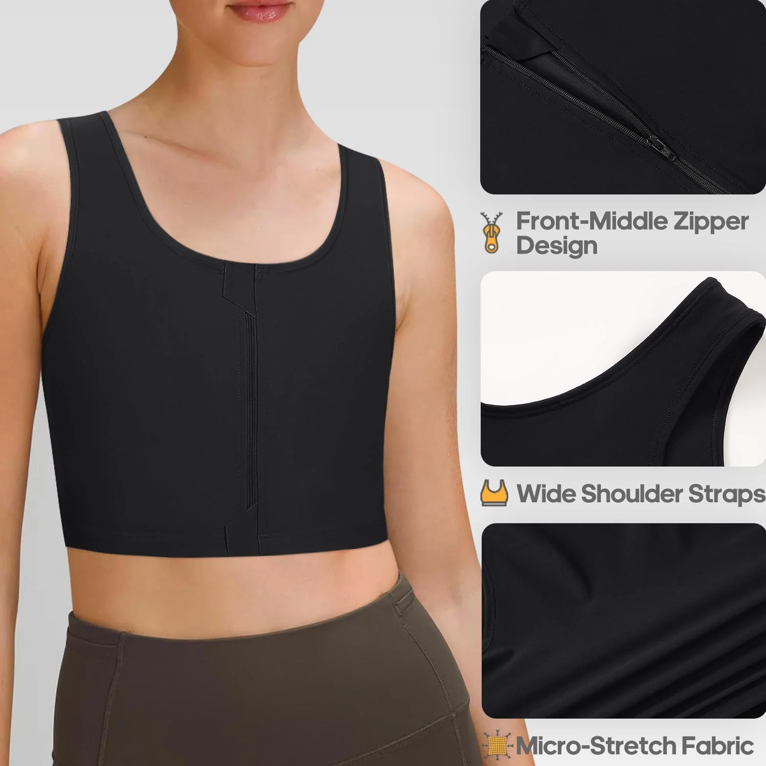 Transgender Binder FTM Zip Up oddychająca opaska na klatkę piersiową