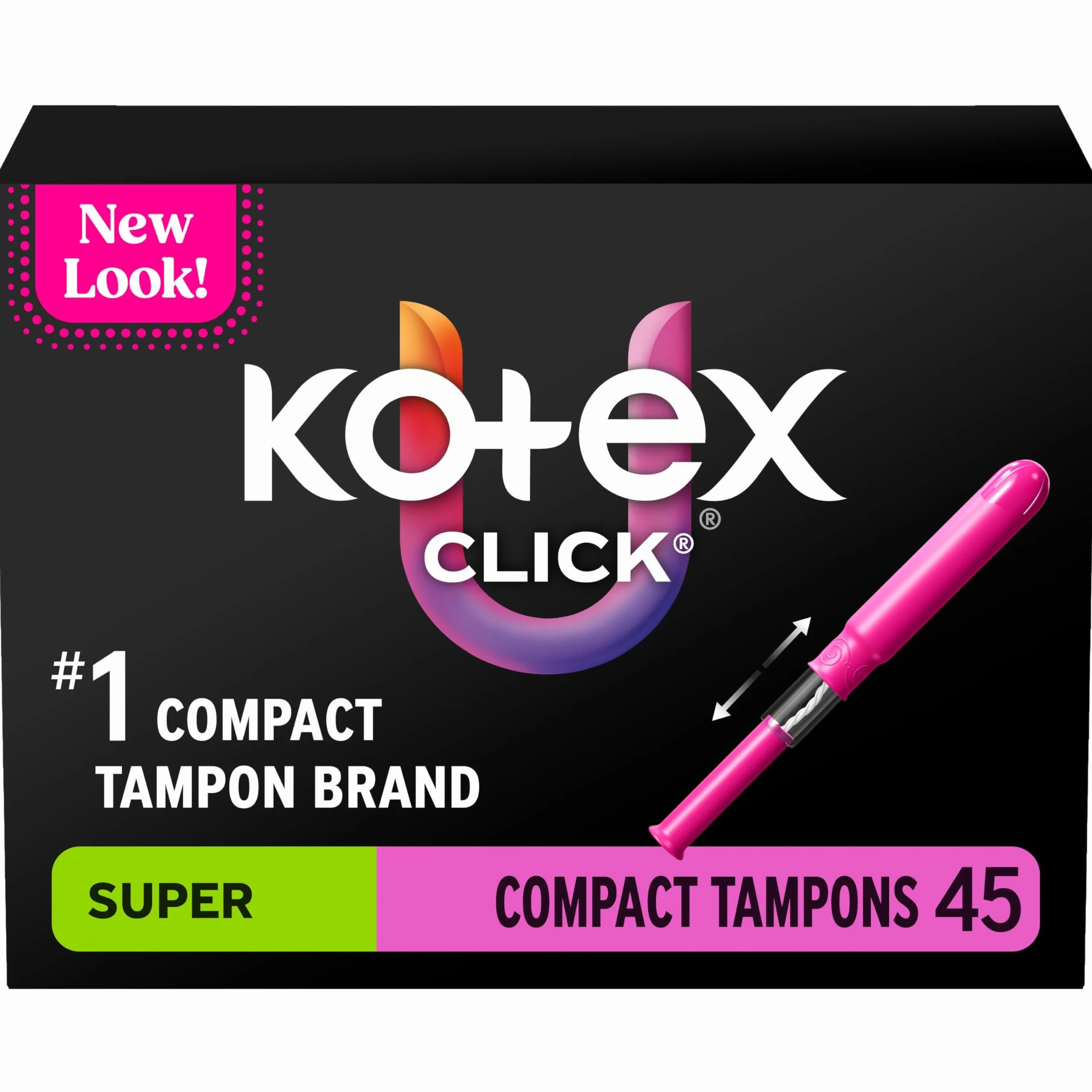 U by Kotex Click Kompakttampons, Super Saugfähigkeit, geruchlos, 45 Stück