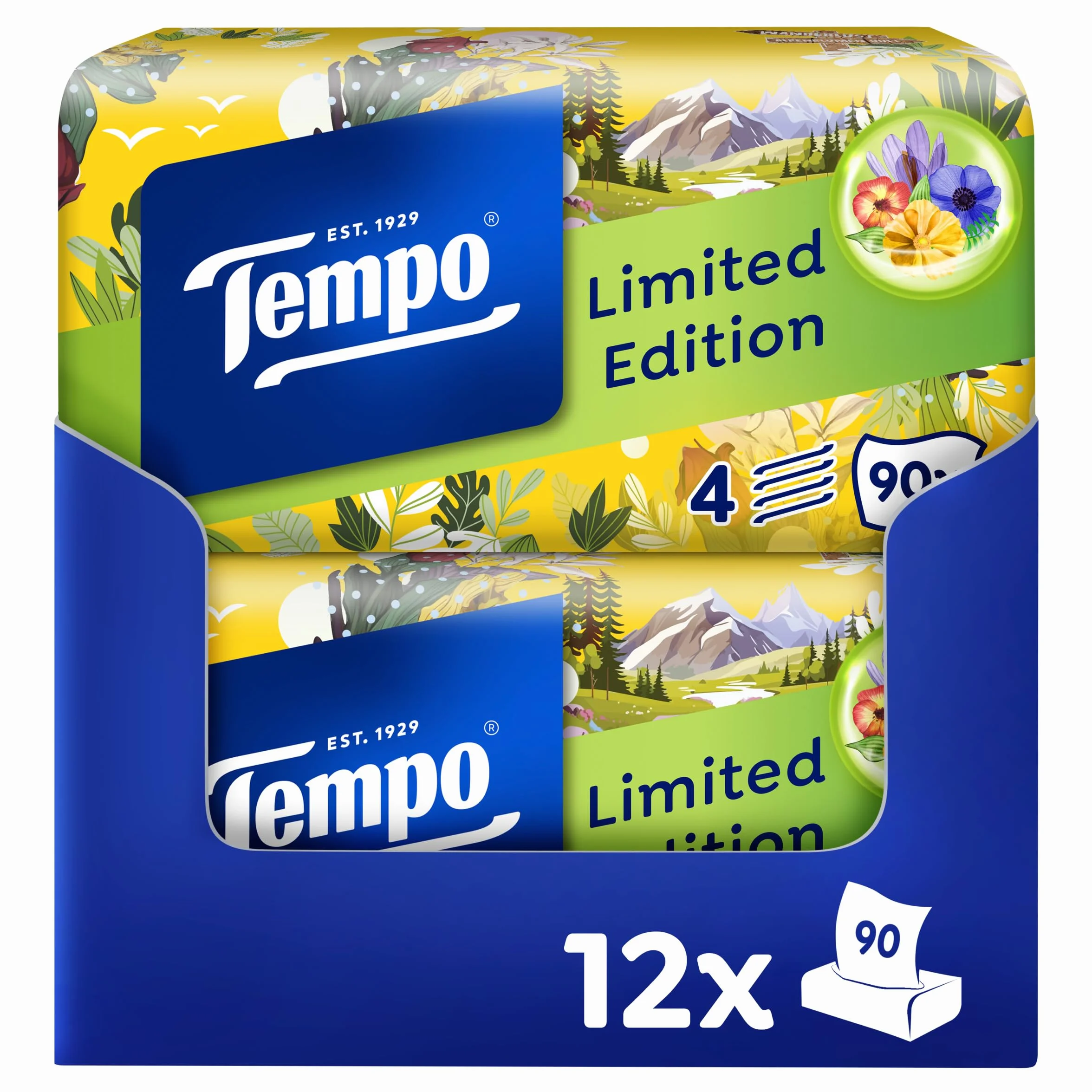 Tempo Pudełko zapachowe edycja limitowana 12 pudełek 90 chusteczek aksamitnie miękkie biodegradowalne