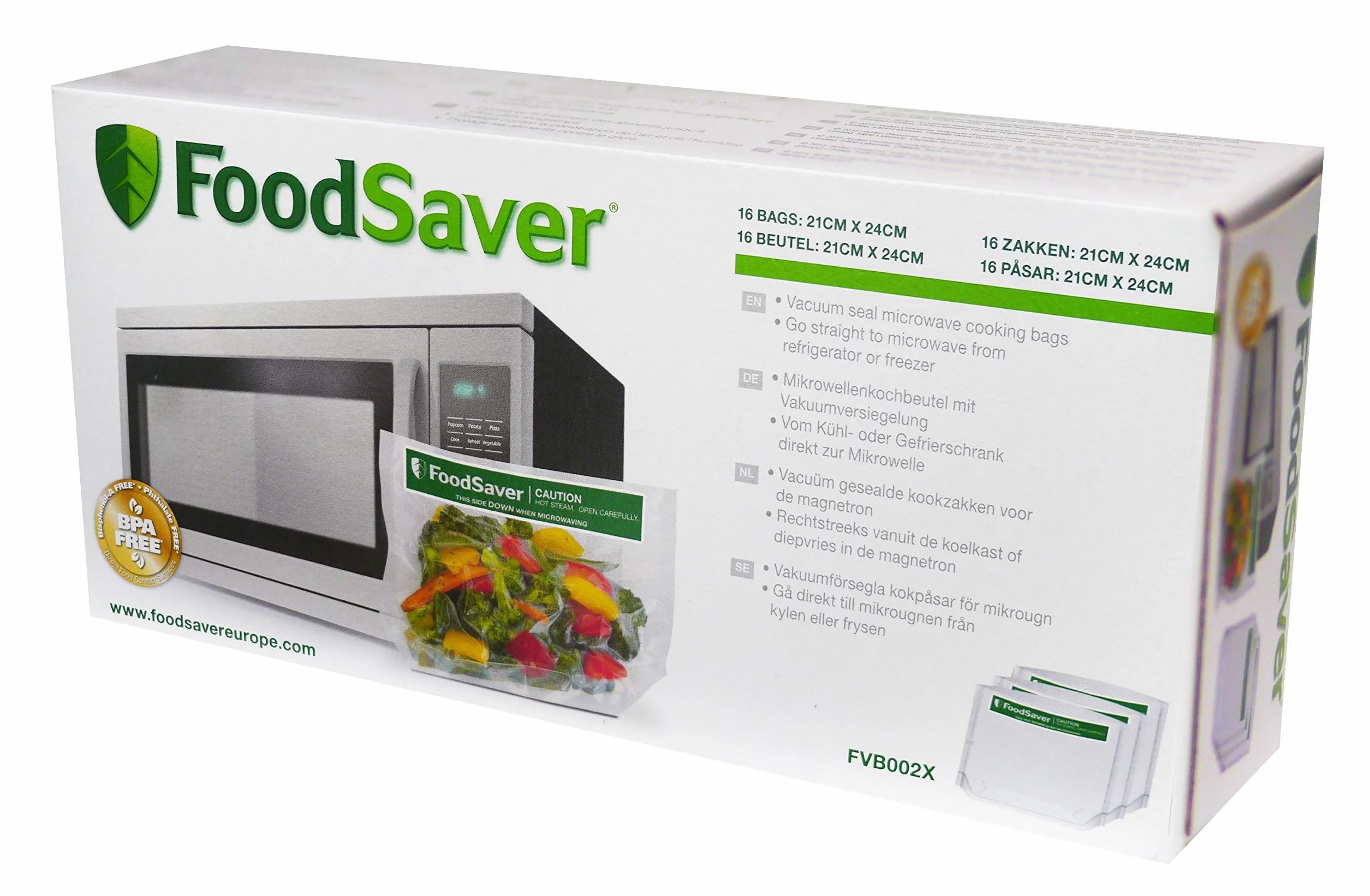 FoodSaver FVB002 X – Worki do gotowania w kuchence mikrofalowej, 16 sztuk, 950 ml