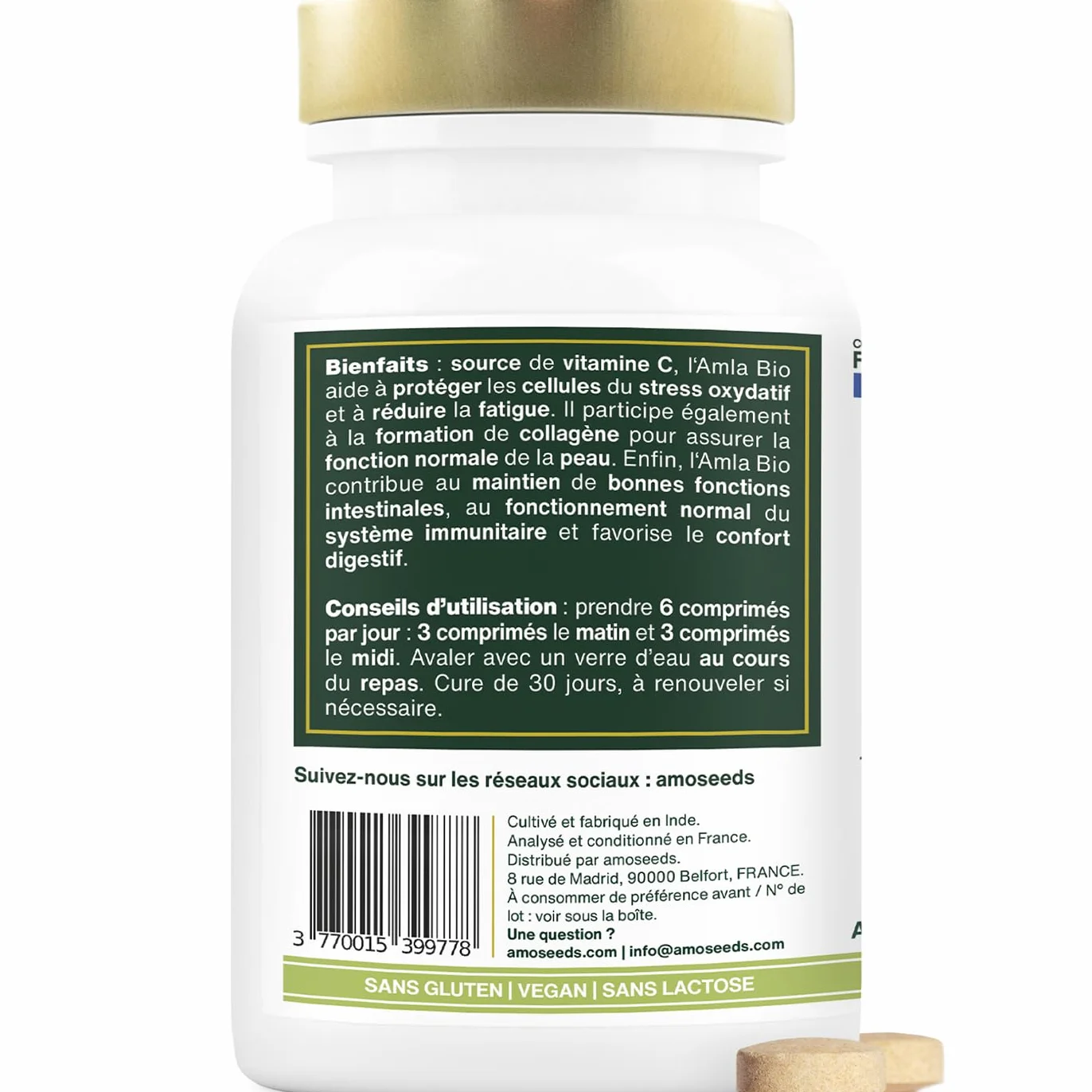 Amla BIO 180 tabletek 500mg | Skóra, Włosy, Trawienie | Amalaki, Porzeczka Indyjska | Najwyższa jakość