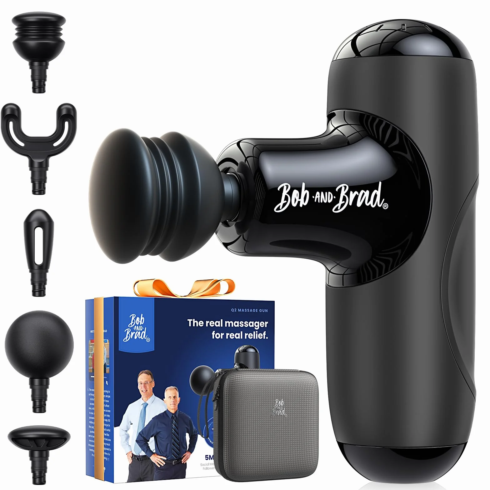 BOB AND BRAD Q2 Mini Pistolet do Masażu, Przenośny Masażer Mięśni, Cichy Silnik Bezszczotkowy, Szybkie Ładowanie USB-C, Czarny