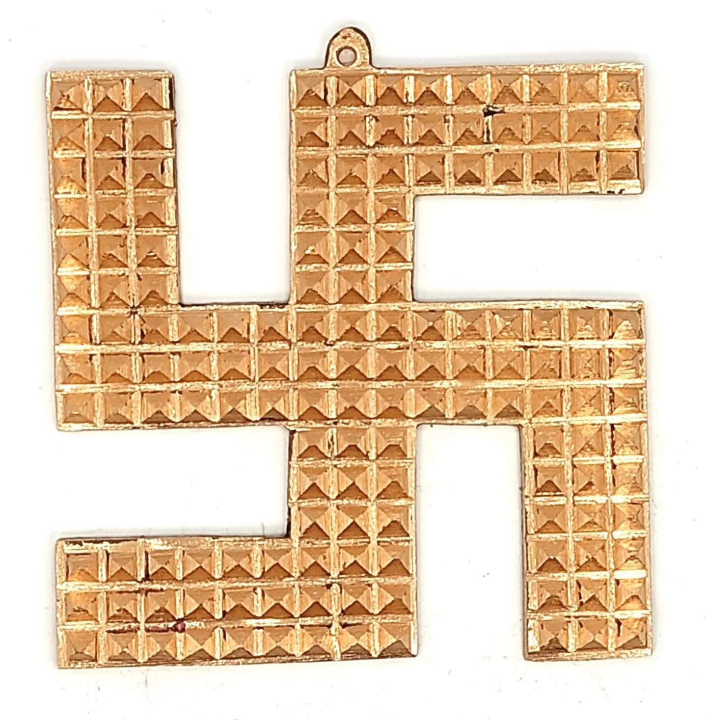 Vastu Piramida Swastyka z miedzi i mosiądzu, równoważenie energii do domu i biura, pomyślny hinduski symbol pozytywności, dobrobytu i środków zaradczych Vastu (miedź)