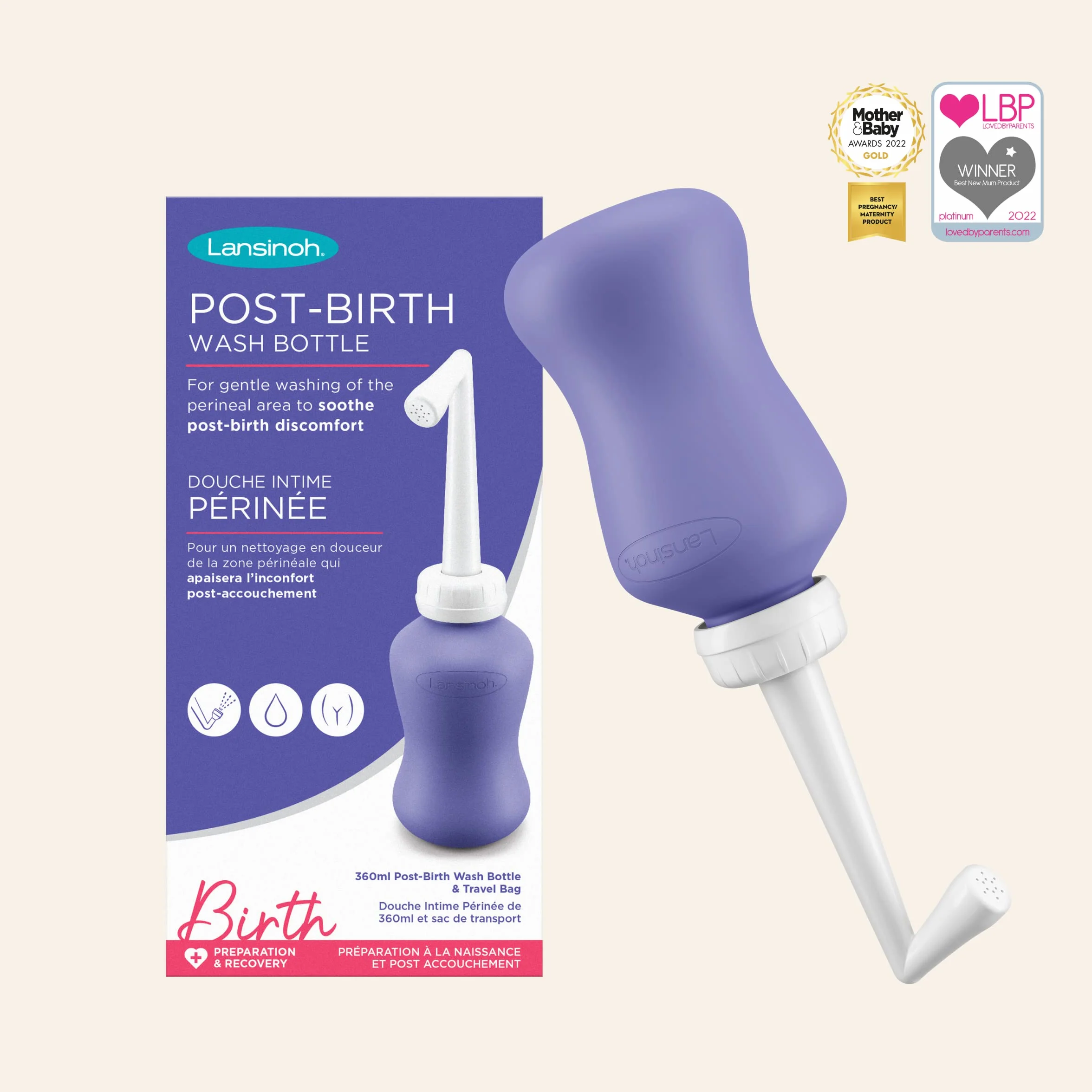 Lansinoh Post-Birth Wash Bottle 360ml – Recovery Postpartum Portable Bidet Travel Bag Hospital New Mum Essential