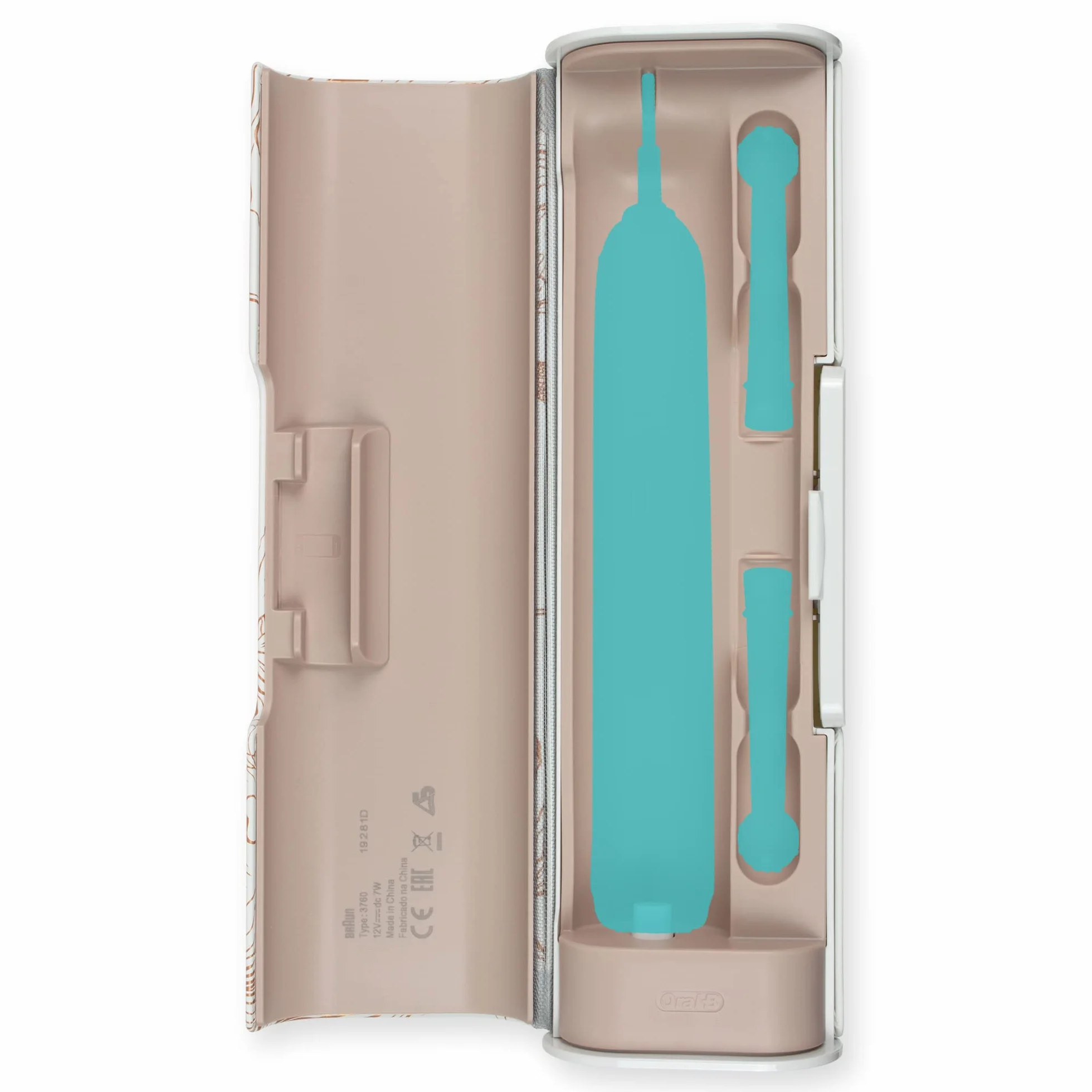 Oral-B Genius Series etui podróżne na szczoteczki do zębów z funkcją ładowania na 1 rękojeść i 2 głowice szczoteczki do zębów, etui podróżne bez kabla do ładowania (ważka złota)