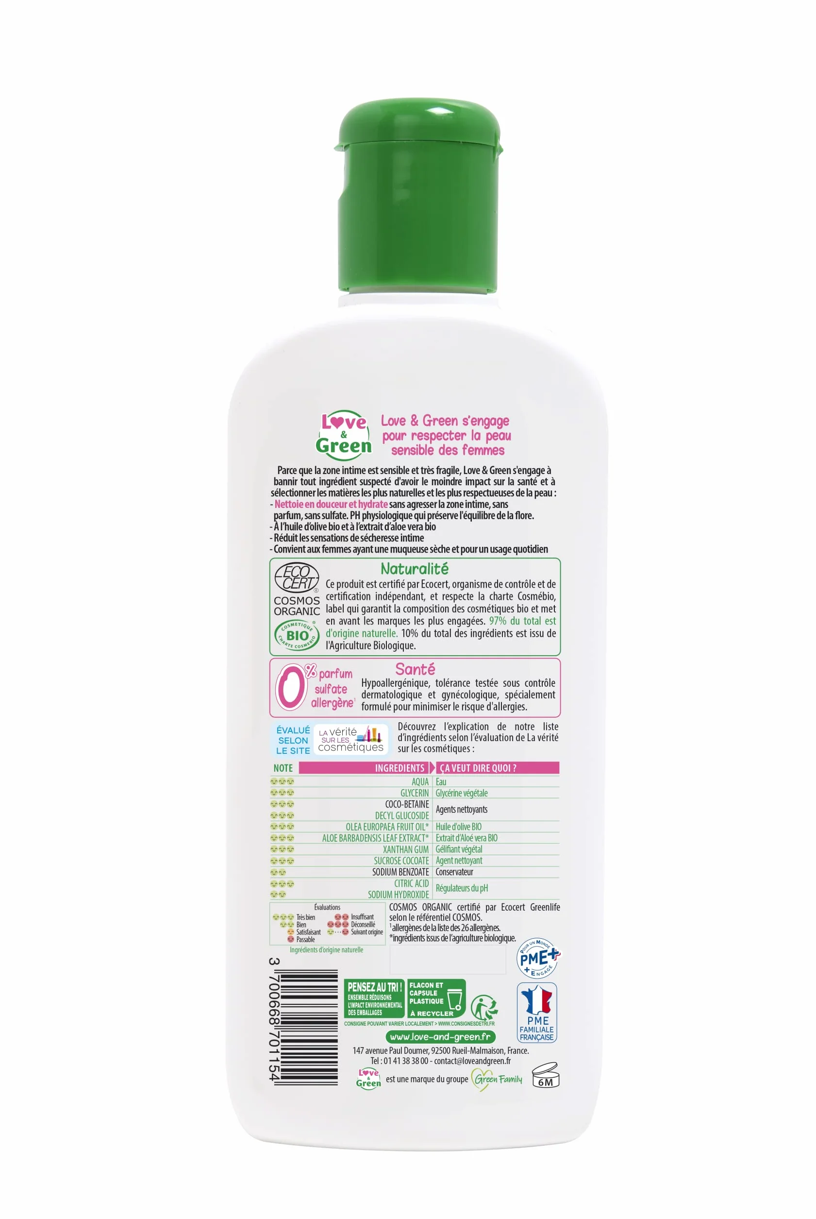 Love & Green - Organiczny nawilżający żel Lavant Intime 200 ml - Wyprodukowano we Francji
