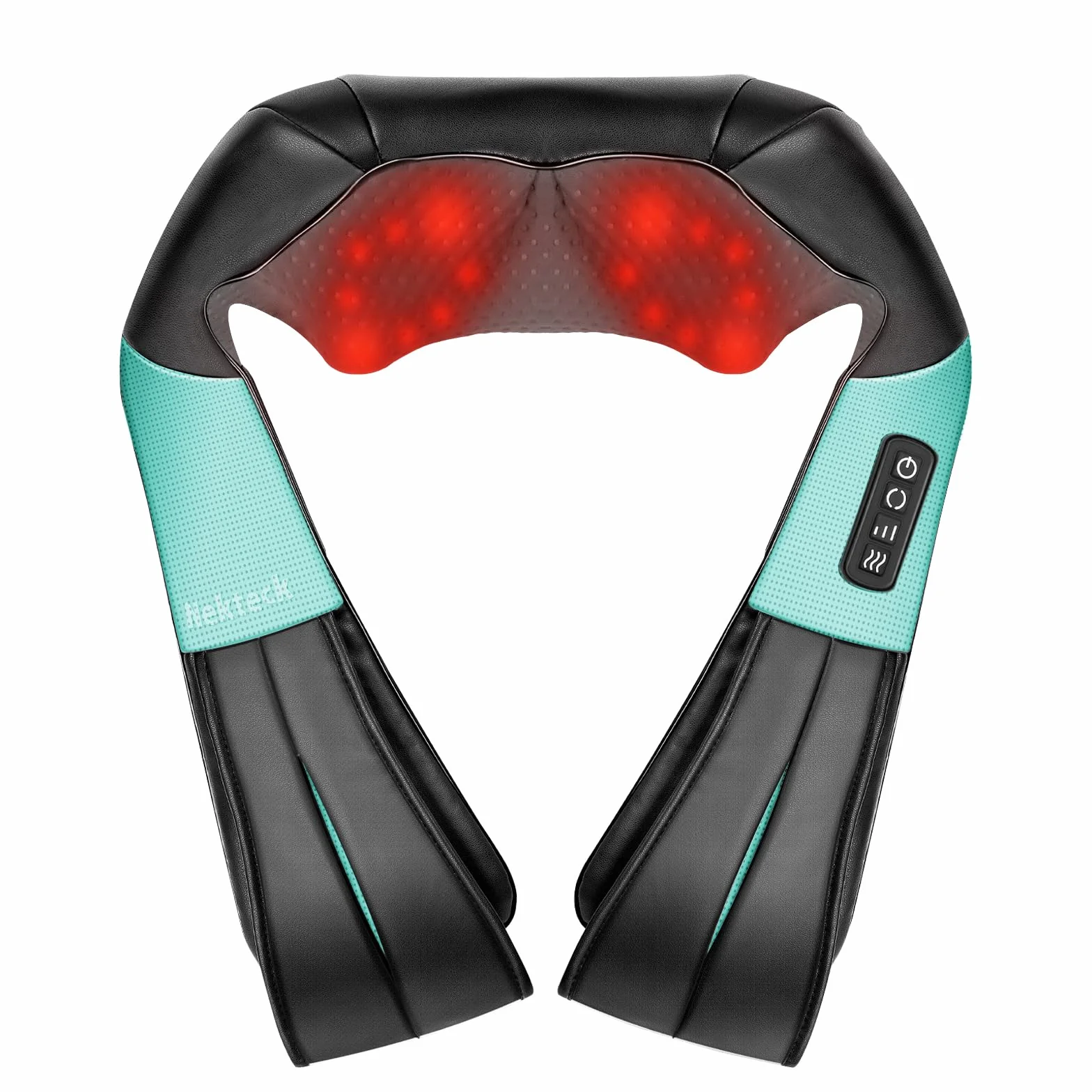 Nekteck 3D shiatsu masażer karku z ogrzewaniem, masażer karku, ramion, głębokich tkanek pleców, aby złagodzić bóle mięśni, można go używać do karku, ramion, pleców, stóp