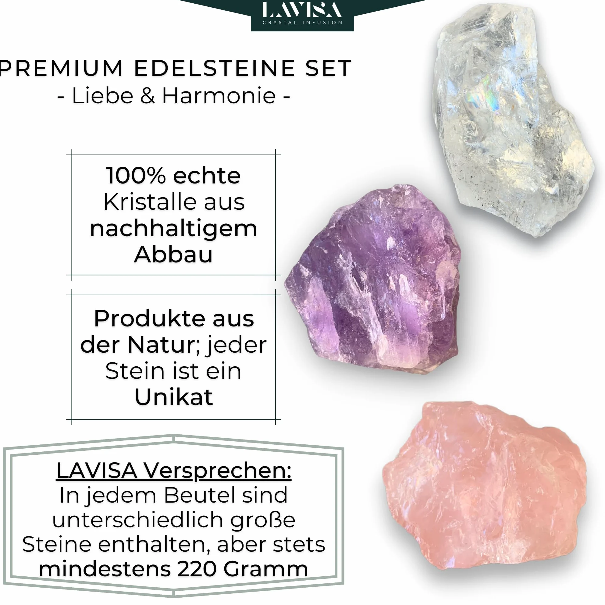 Kamienie Szlachetne 300g Mieszanka Bazy do Wody Pitnej Kryształy Energetyzacja