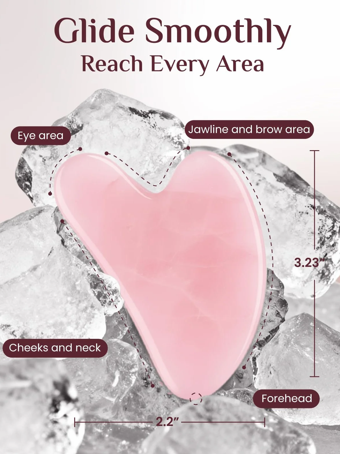 Rena Chris 100% Naturalny Różowy Kwarc Gua Sha Stone, Narzędzie do Twarzy GuaSha do Modelowania Linii Szczęki i Redukcji Obrzęków, Gua Sha Massage Tool do Codziennej Pielęgnacji Skóry (Różowy)