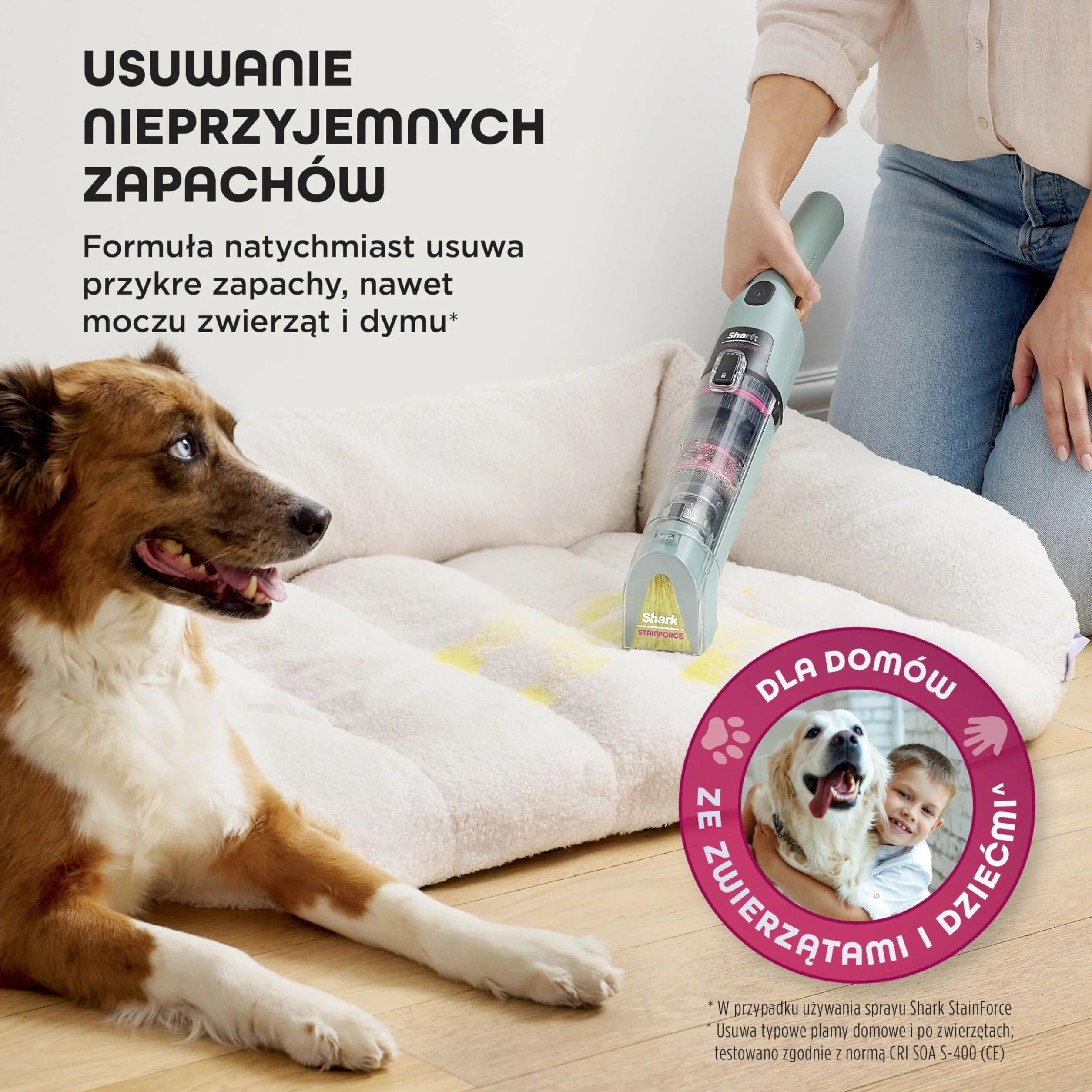 Shark StainForce Lekkie i przenośne urządzenie do usuwania plam i zabrudzeń z dywanów, chodników, tapicerki, schodów, z pojemnikiem, akcesoriami i środkiem czyszczącym (2 szt.), HX100EUCP