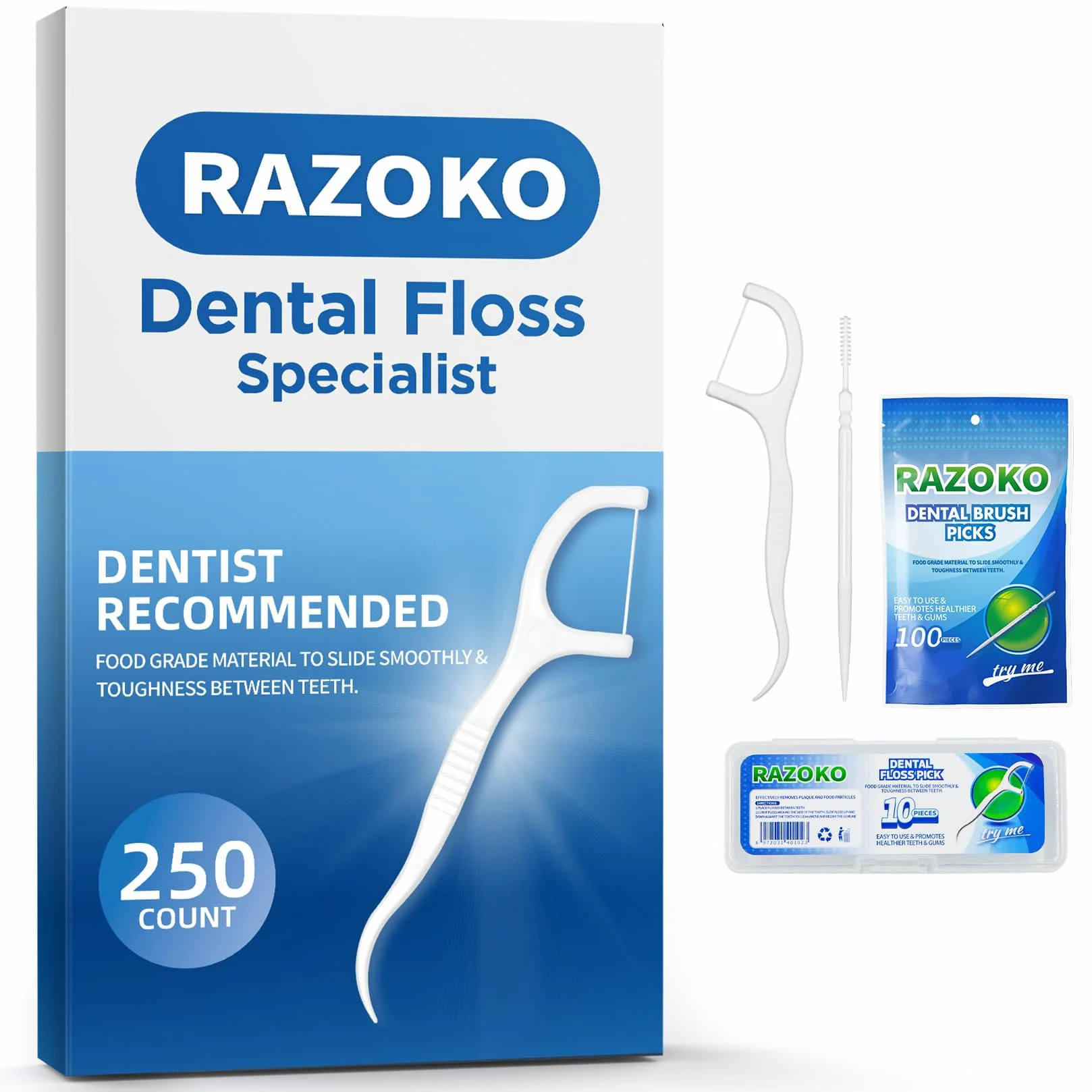Wykałaczki Dental Floss Picks 250 sztuk profesjonalne czyszczenie