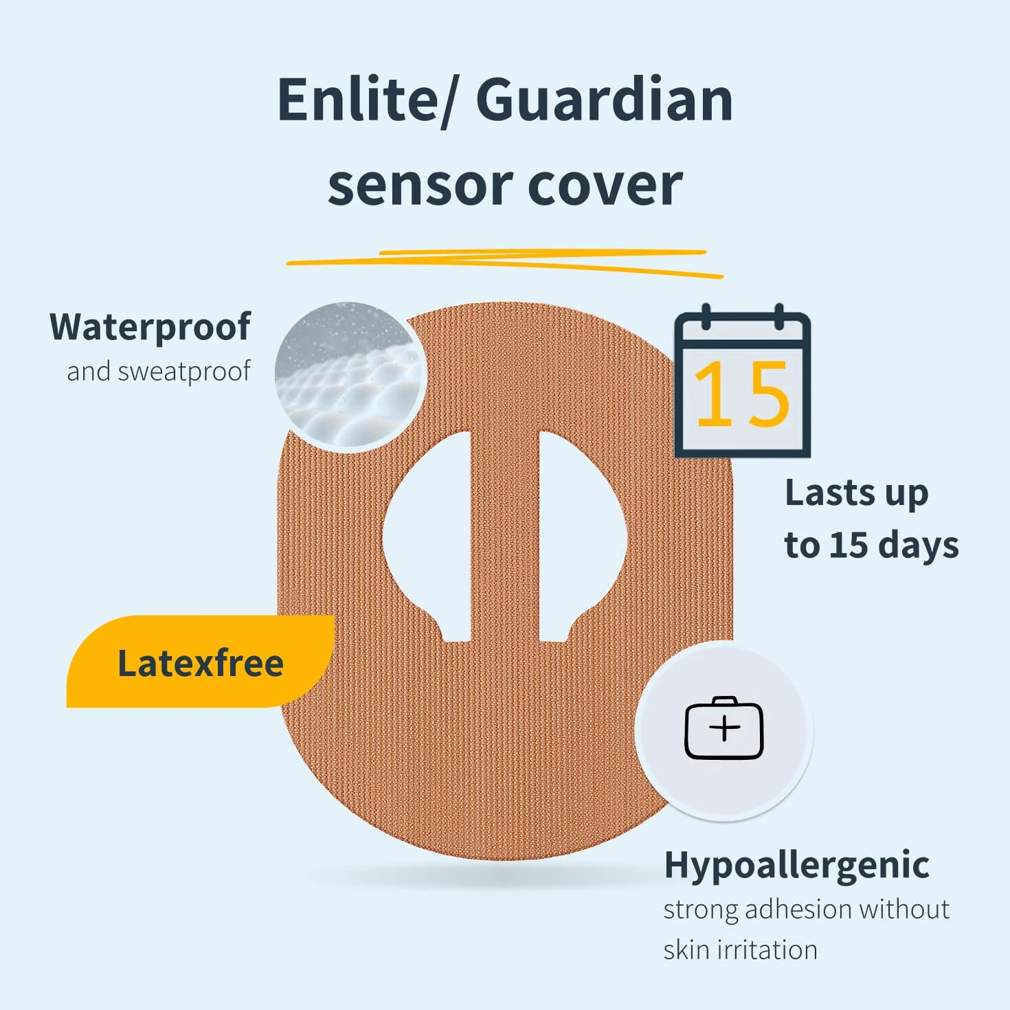 MySweetStitch | Plaster do Enlite - Guardian (10 sztuk) | Produkowane w Niemczech | na zewnątrz: Ø 80 x 65mm, wewnątrz Ø 10mm | Czarny