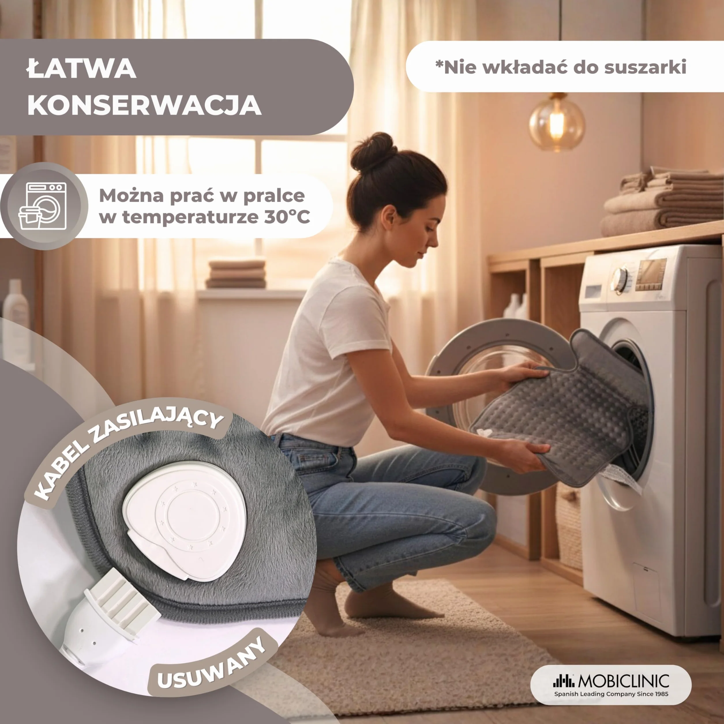 Grzbietowych i szyjny poduszka elektryczna | 62x43 cm | 3 ciepła | Auto Off | Mobiclinic
