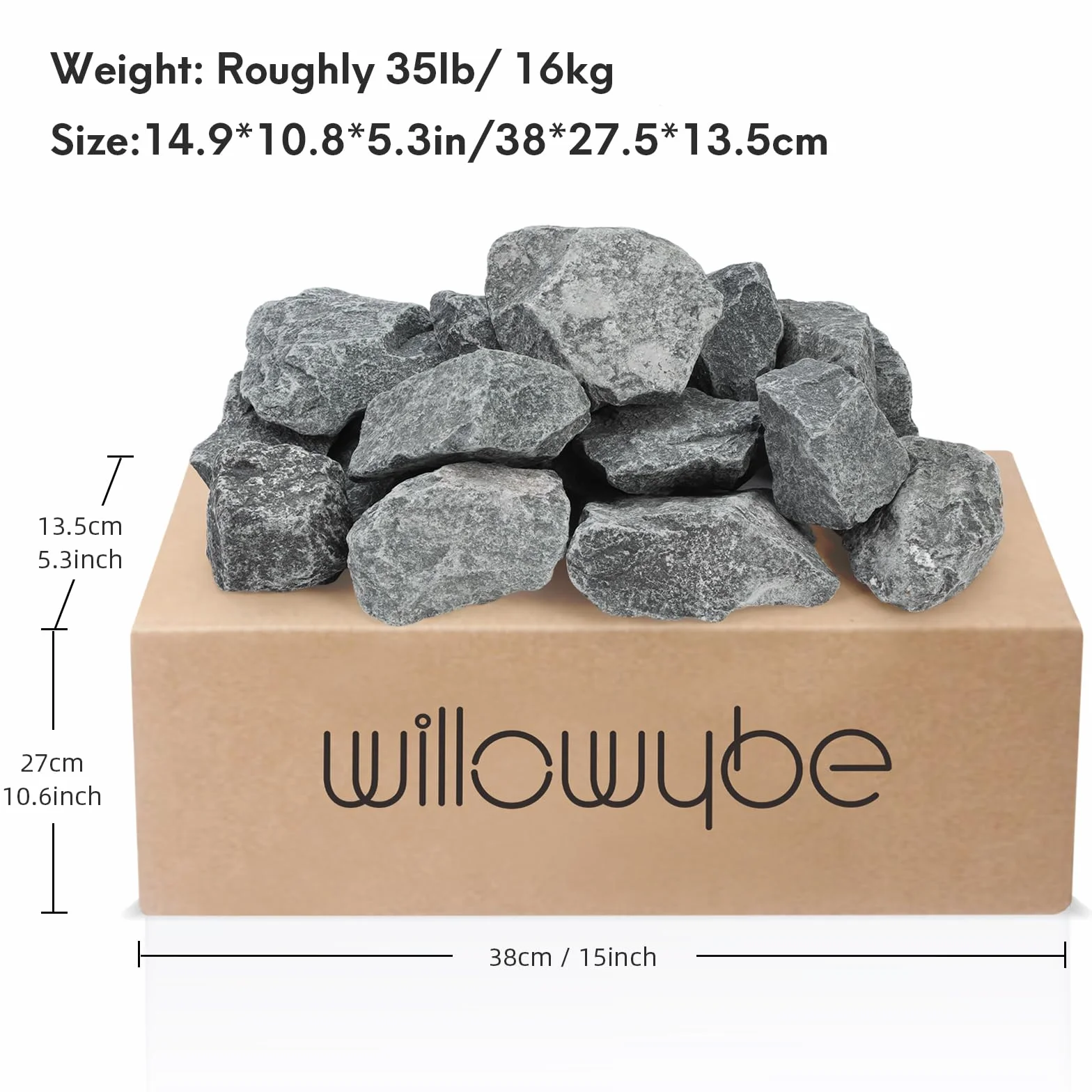 Kamień saunowy WillowyBe klasy A+ 35lb/16kg akcesorium do sauny