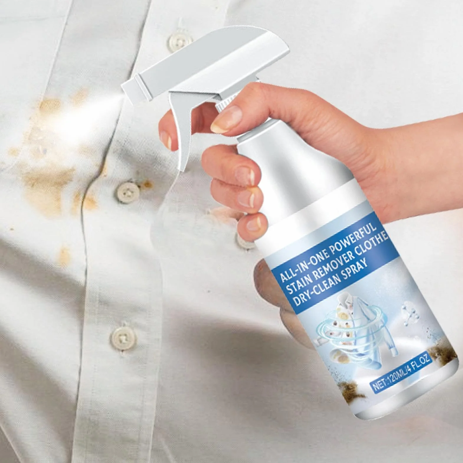Spray do usuwania plam do ubrań, 120 ml bez prania tkanina odplamiacz ubrania pranie chemiczne spray, spray do czyszczenia plam do dywanów ubrania