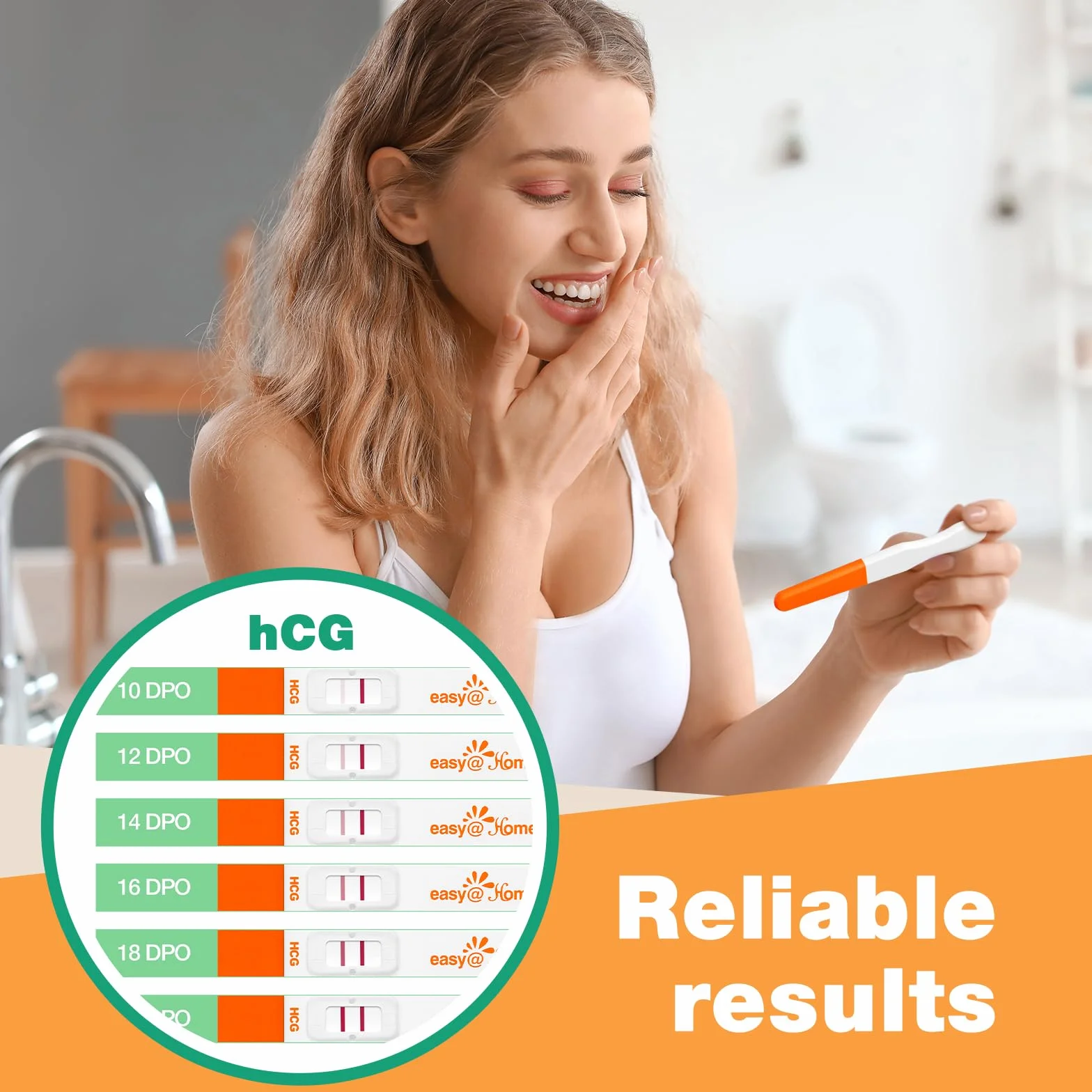 Easy@Home Testy ciążowe HCG 10mIU/mL 3 szt. z aplikacją Premom