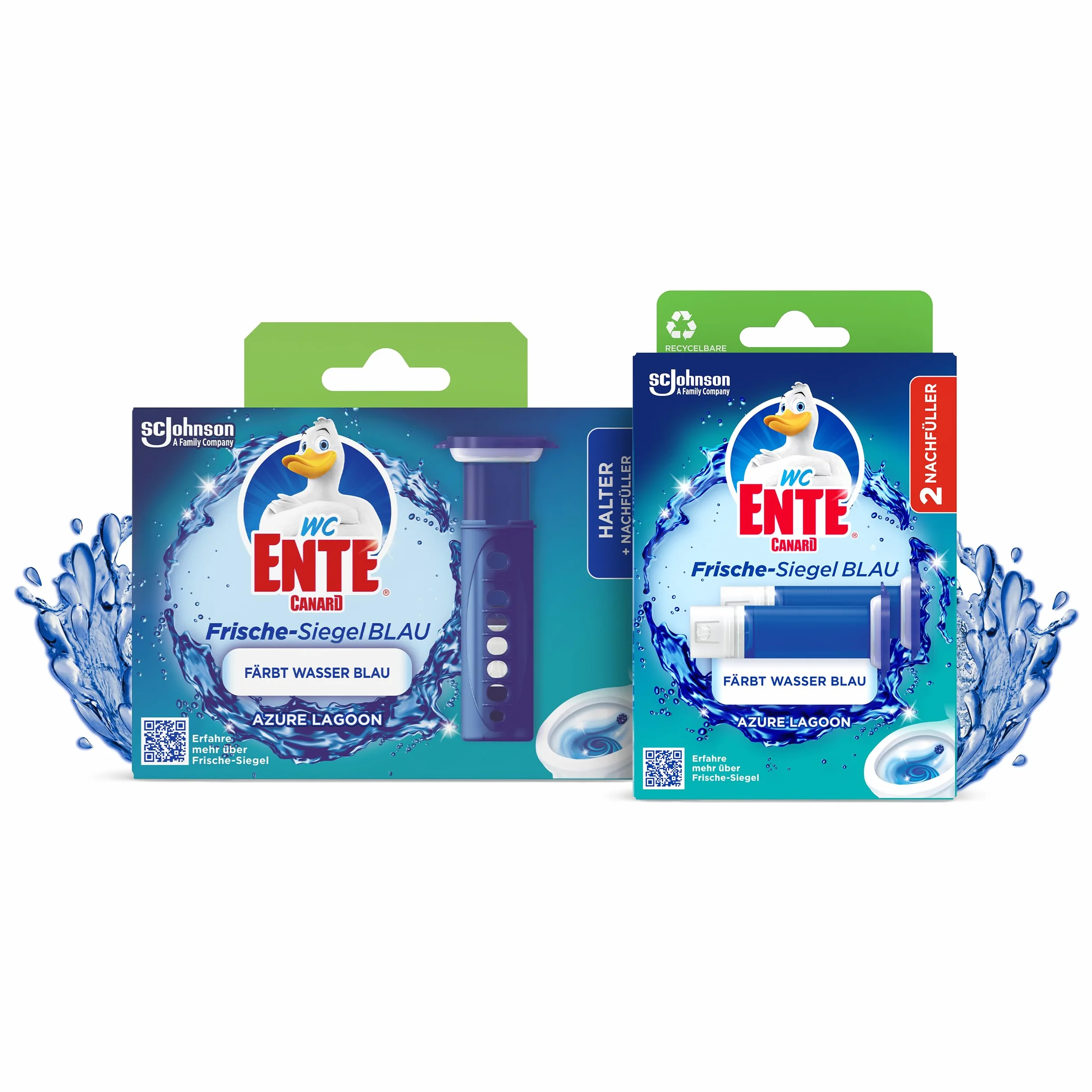 WC-Ente Zestaw startowy ekonomiczny świeże pieczęć z wkładem uzupełniającym 2 szt. Azure Lagoon