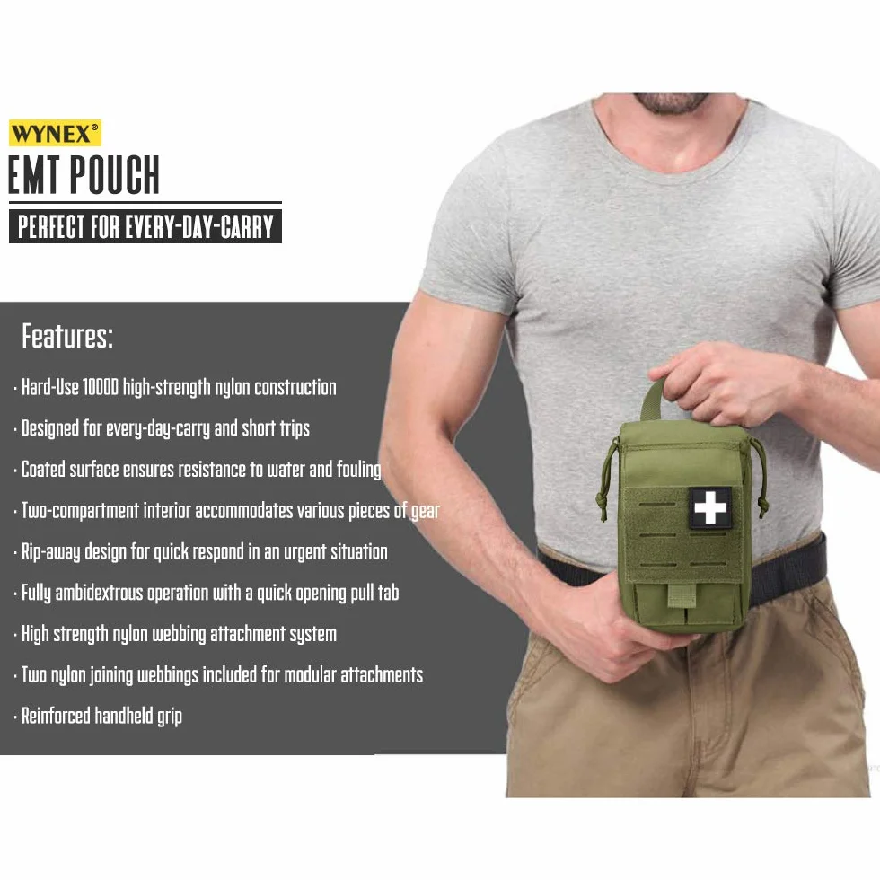WYNEX Tactical Rip Away apteczka pierwszej pomocy, wycinana laserowo konstrukcja Molle EMT, torba survivalowa IFAK, wydmuchuje medyczny organizator ratunkowy