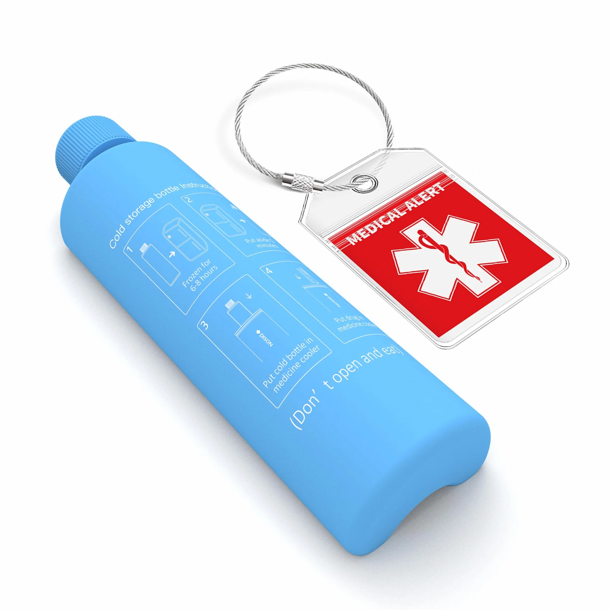DISONCARE Biogel Ice Pack z zamiennikiem znacznika medycznego QR, do B001/B004, etui podróżne na leki, zatwierdzone przez TSA, rozmiar S