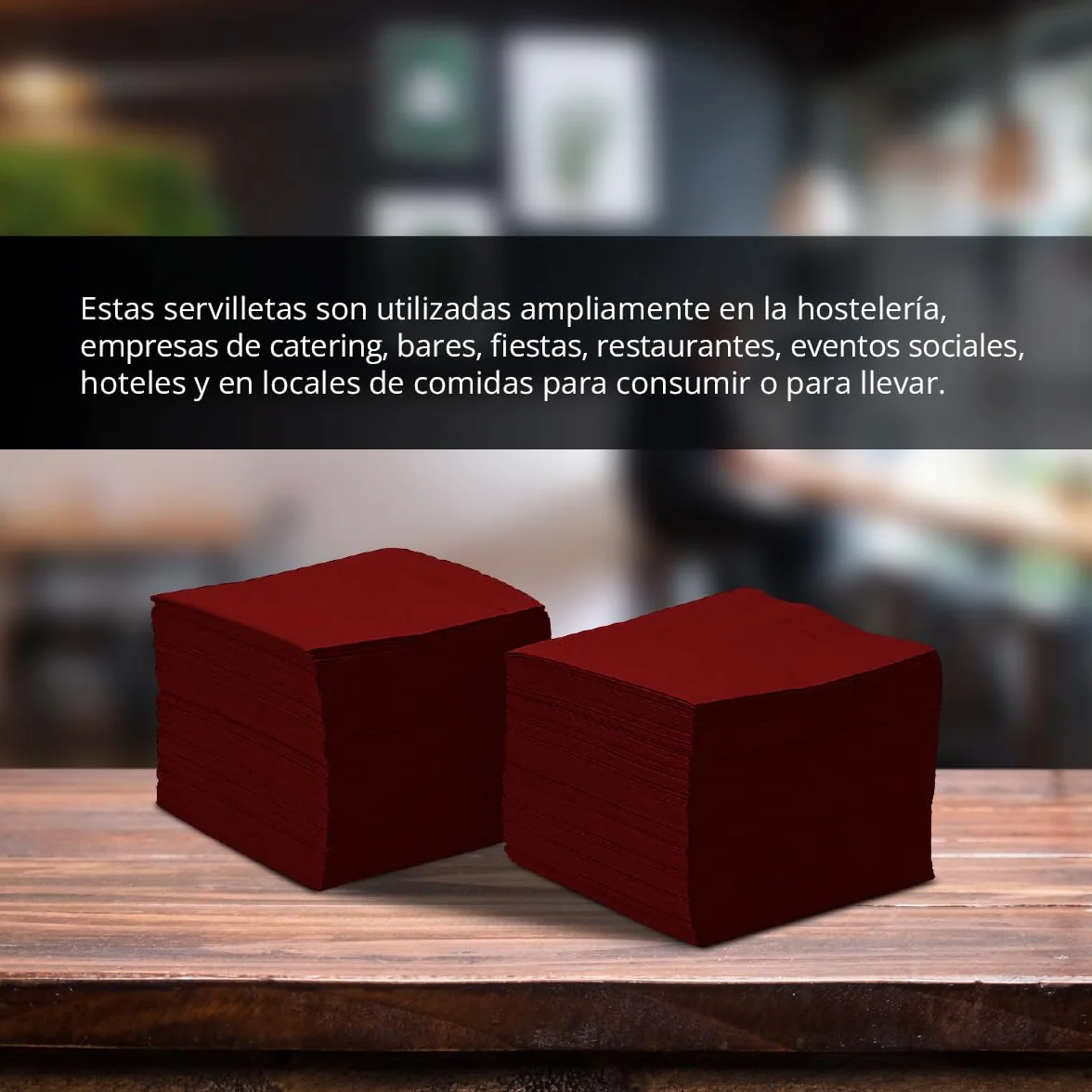 Opakowanie 300 serwetek koktajlowych z papieru bordowego + serwetka na serwetki ze stali nierdzewnej - tekstura mikro-kropki - 10 x 10 cm Hostelnovo