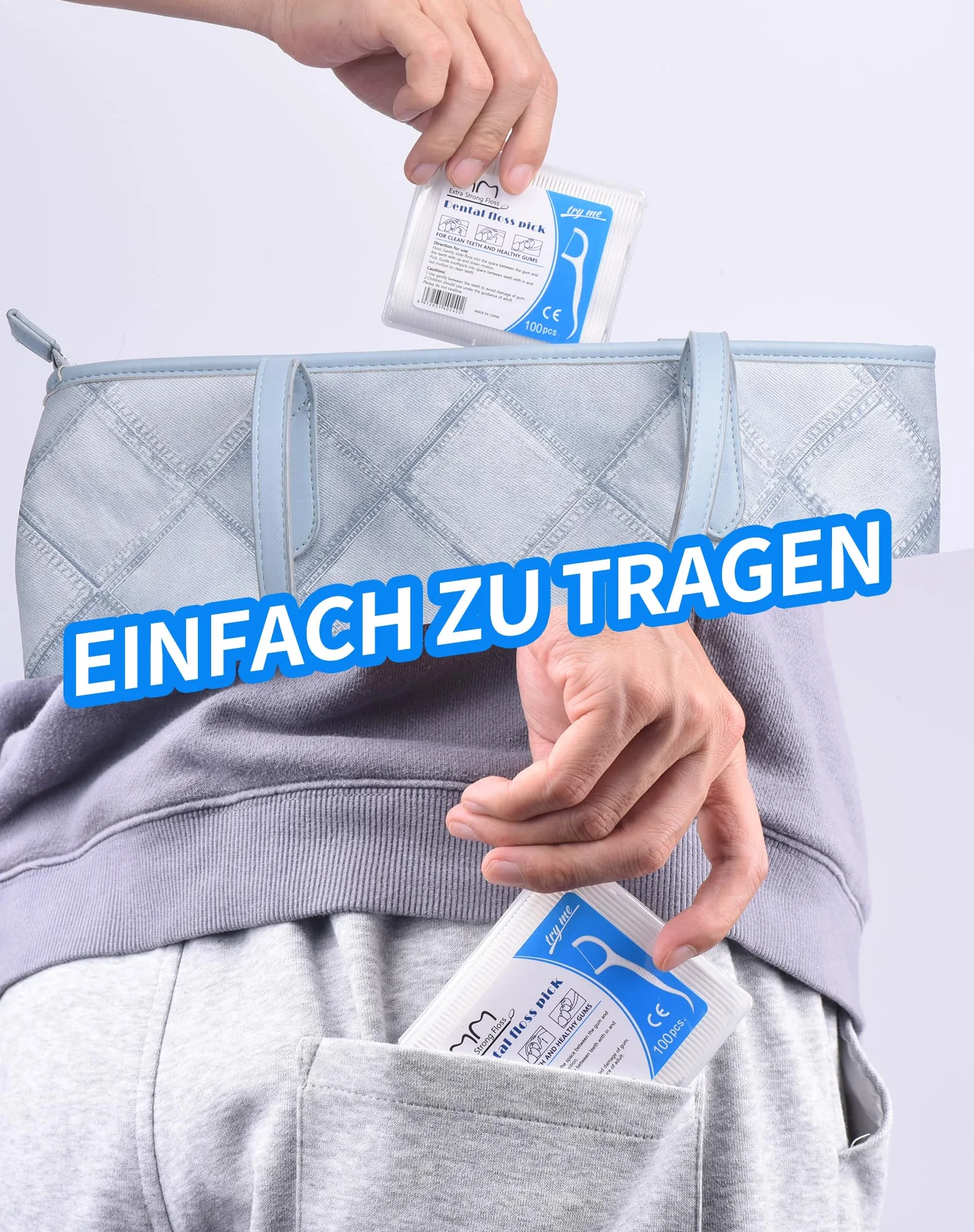 400 x patyczki z nić dentystyczną, do pielęgnacji zębów, 3 x flossery do czyszczenia zębów, z 4 przenośnymi etui