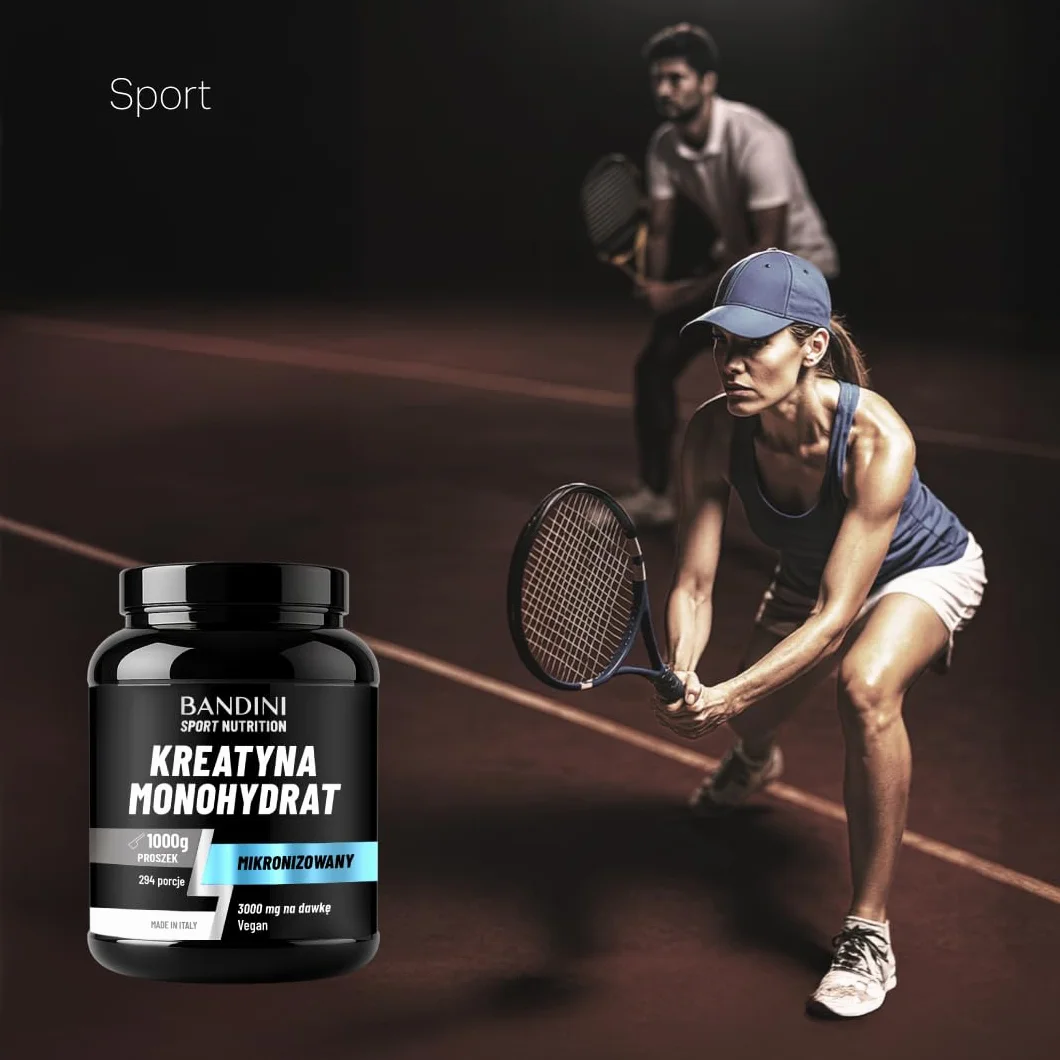 Bandini Kreatyna Monohydrate Micronised 1kg 100% czysty proszek wegański suplement diety